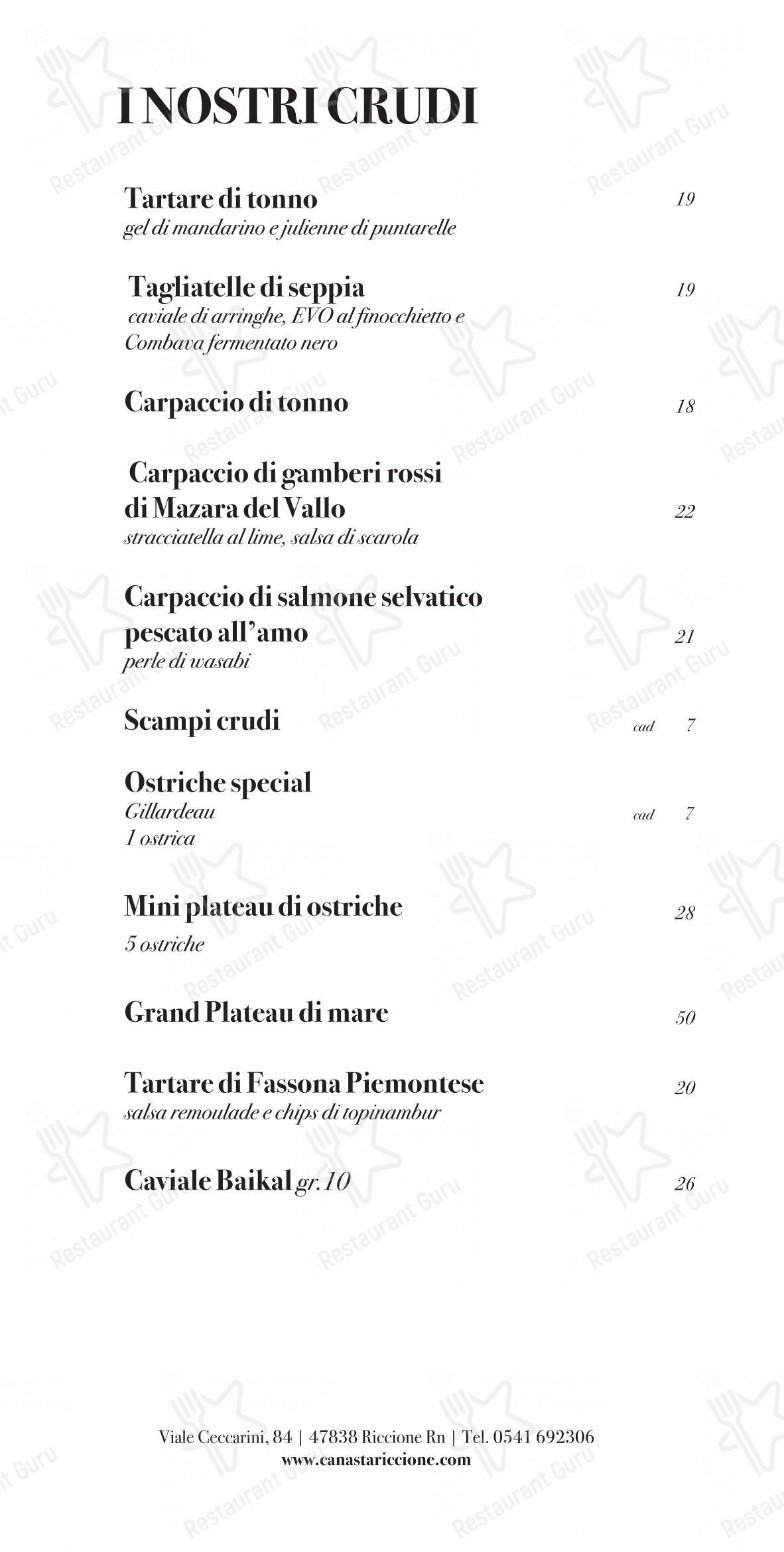 Menu per Ristorante Canasta Riccione in Riccione