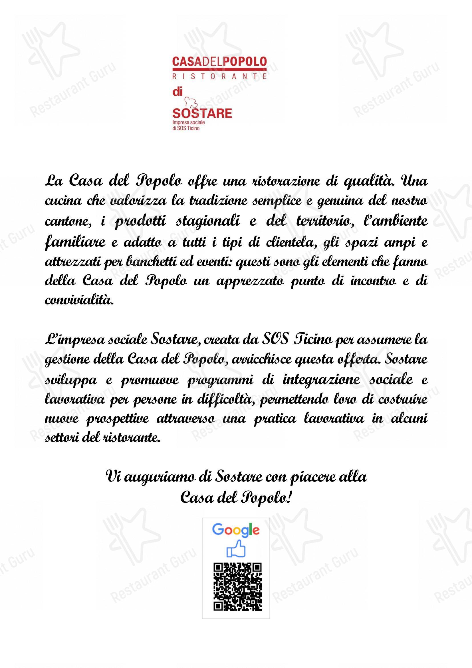 Menu di Ristorante Casa del Popolo - Menu bar