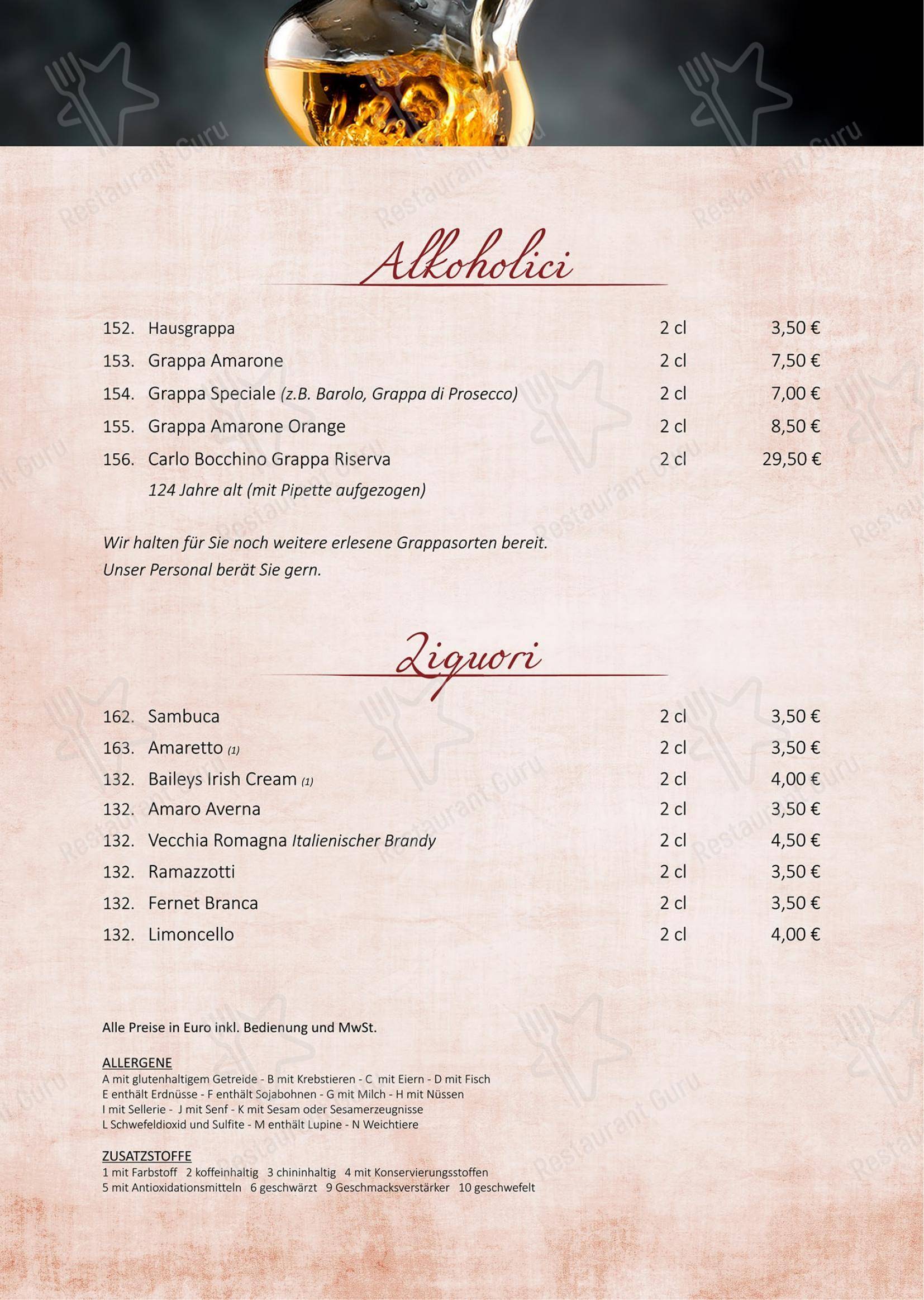 Menu pour Ristorante Incontri - Menu