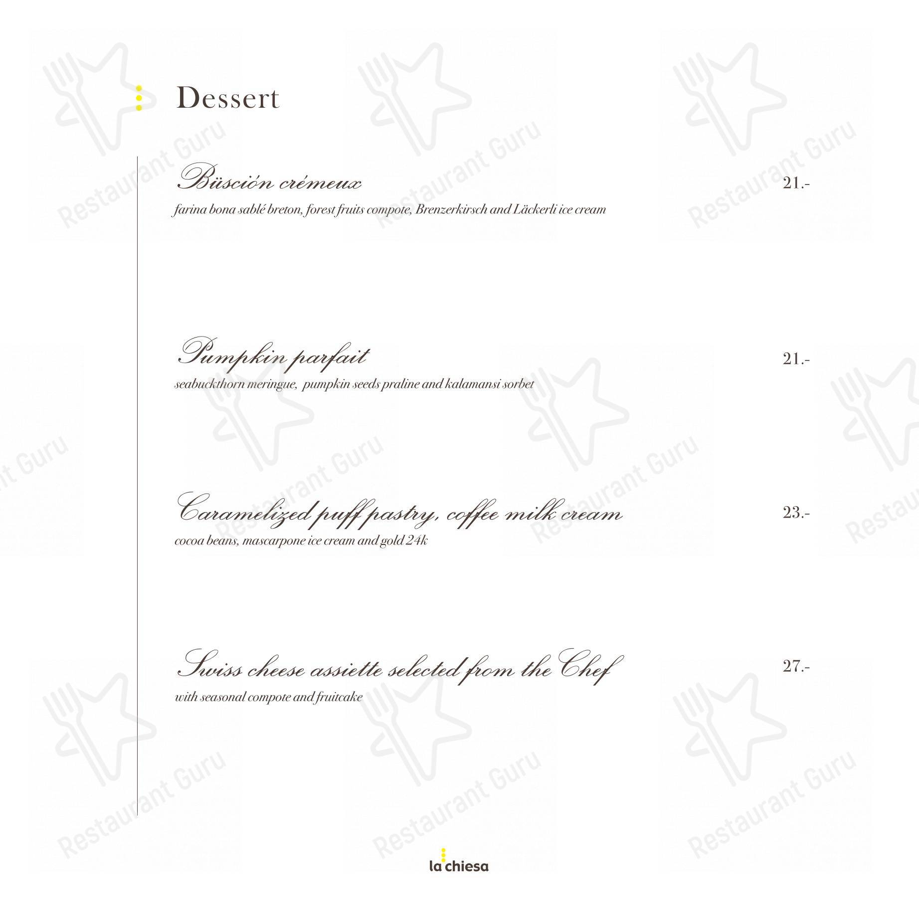Ristorante La Chiesa in Locarno - Menu