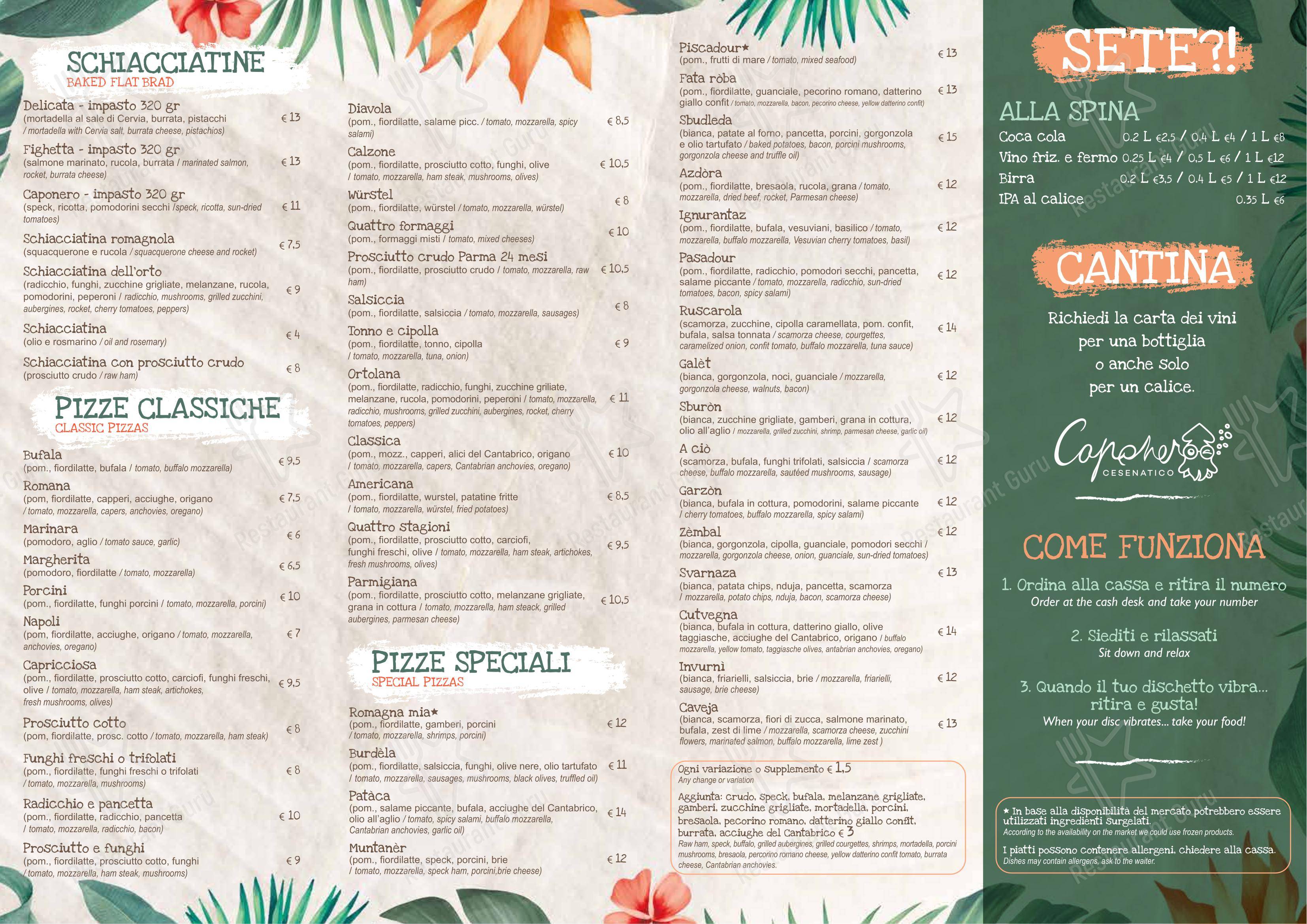 Menu per Ristorante Pizzeria Capo Nero ristorante