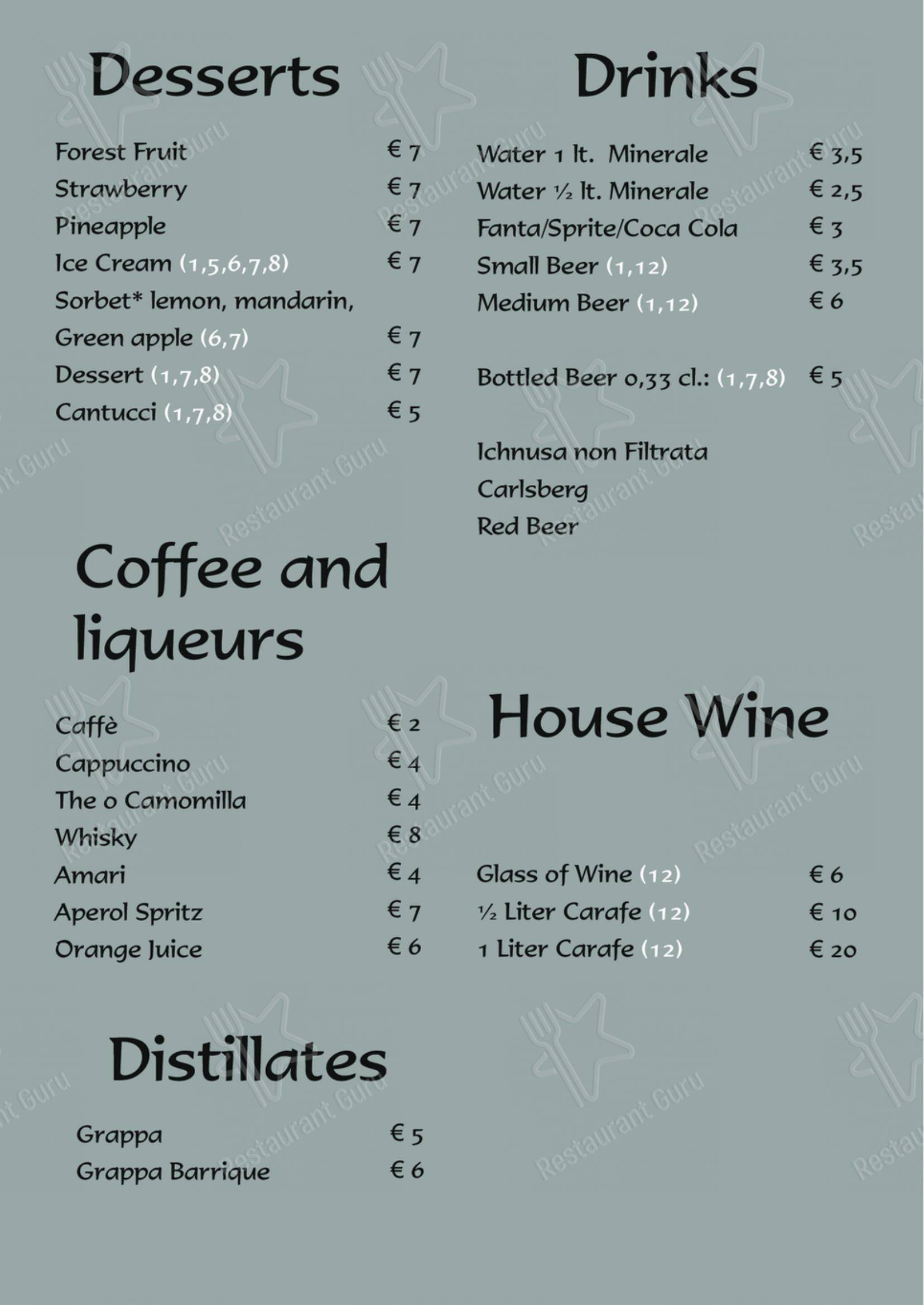 Menu bar per Ristorante Pizzeria La Ragazza pizzeria