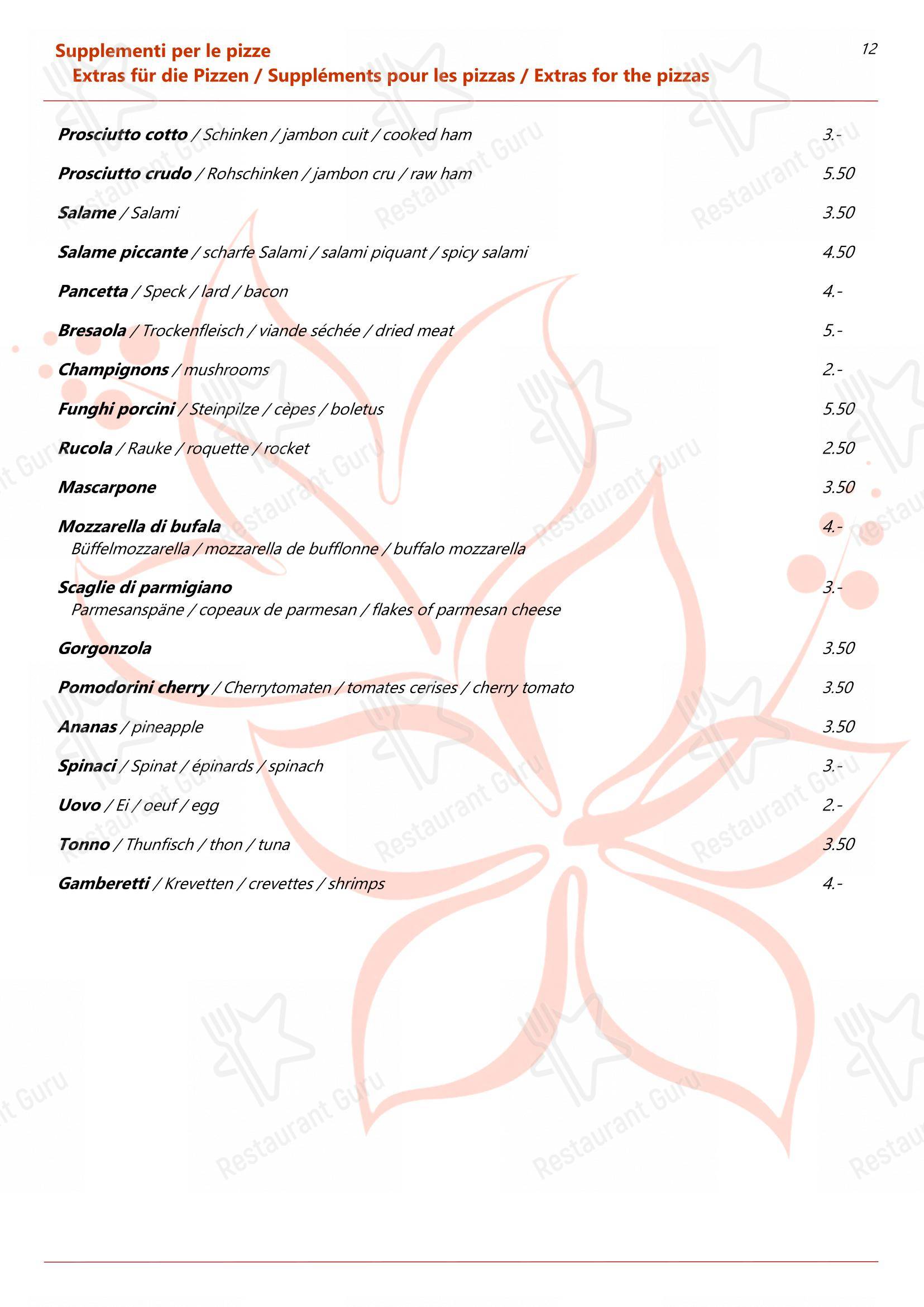 Menu bar per Ristorante dell'Angelo in Locarno