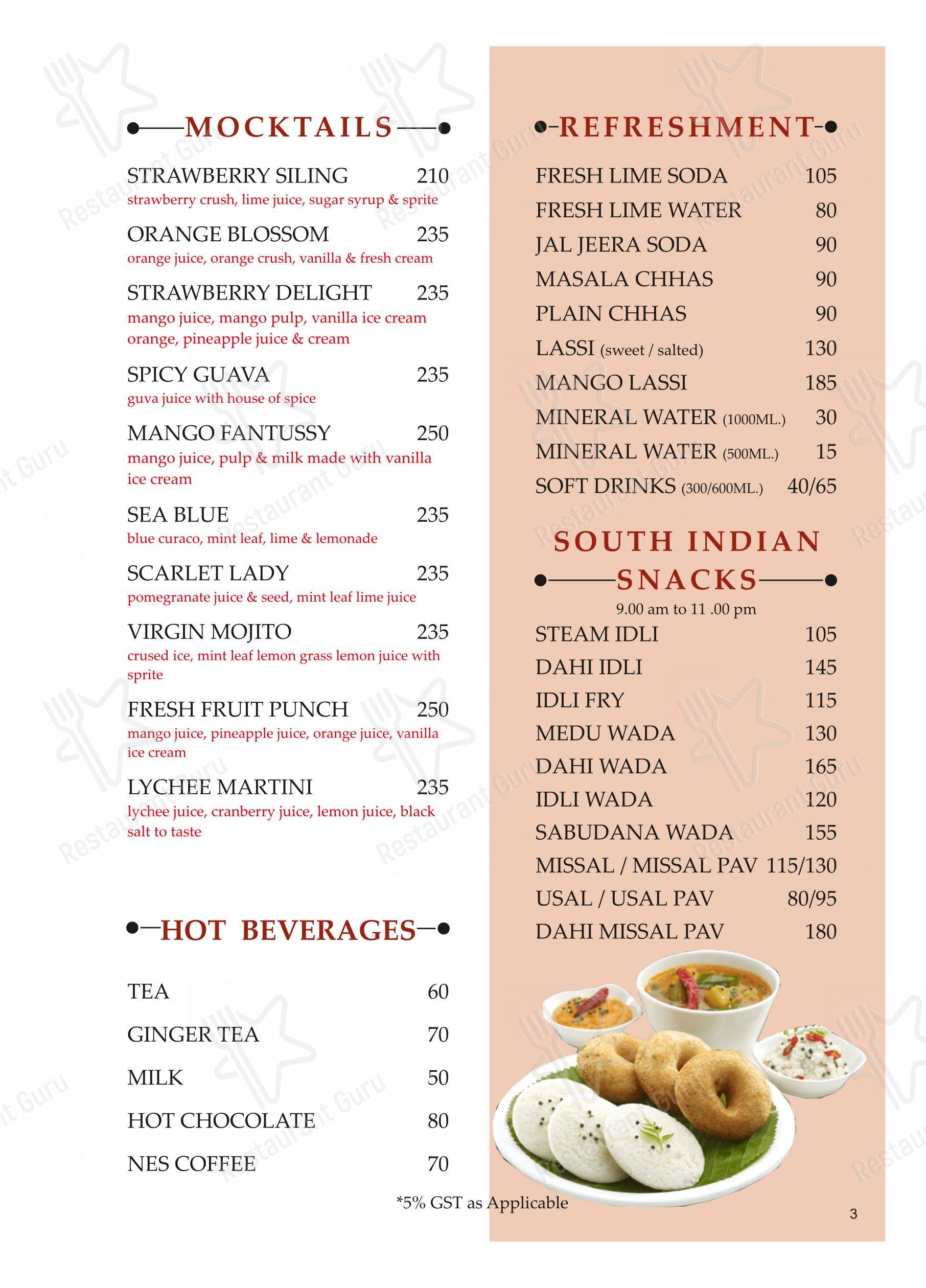 Sai Krishna Restaurant in Mumbai - Menu