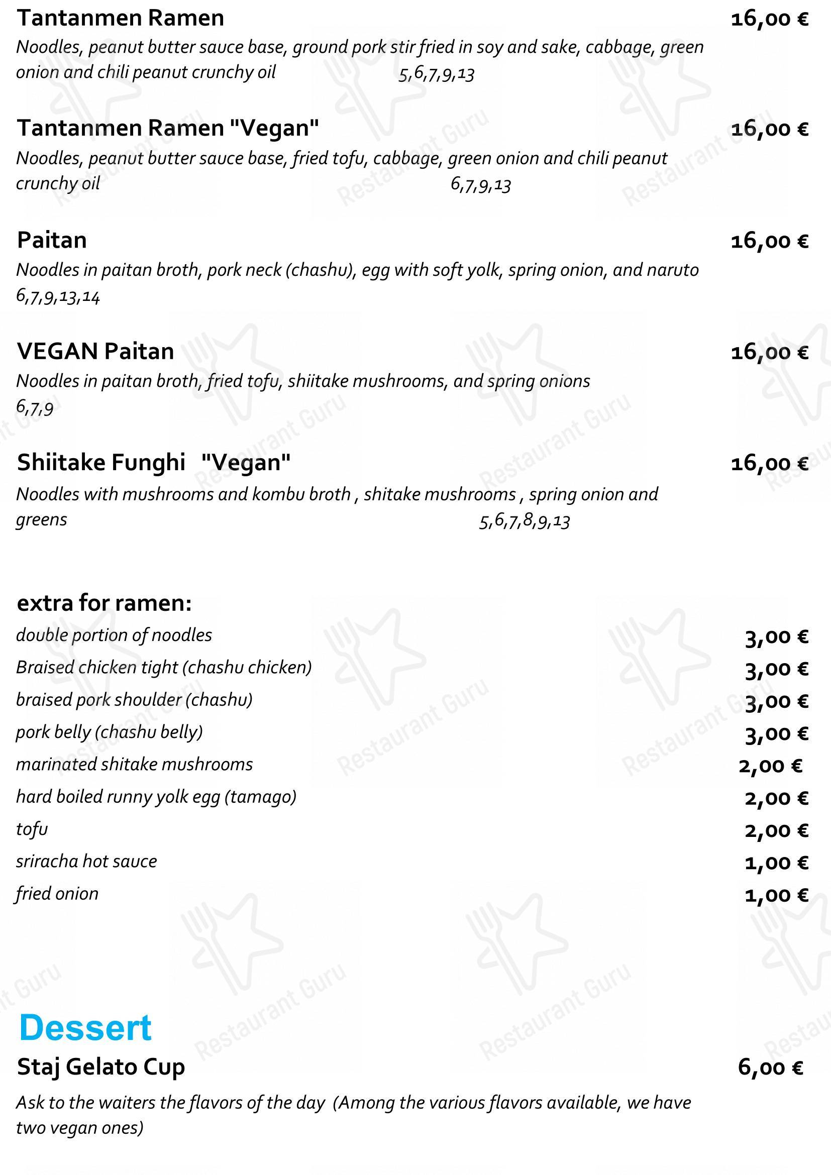 Takeaway Menu per Staj Noodle Bar Chiaia ristorante