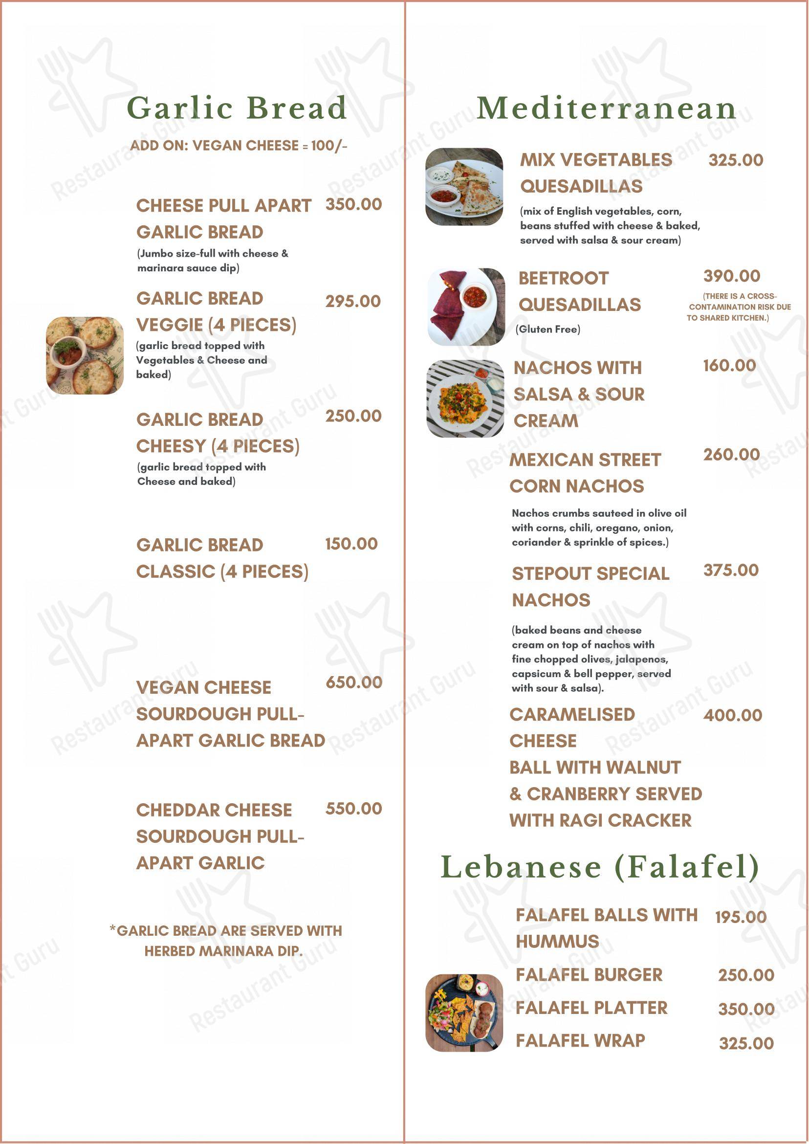 Stepout Cafe in Jaipur - Menu