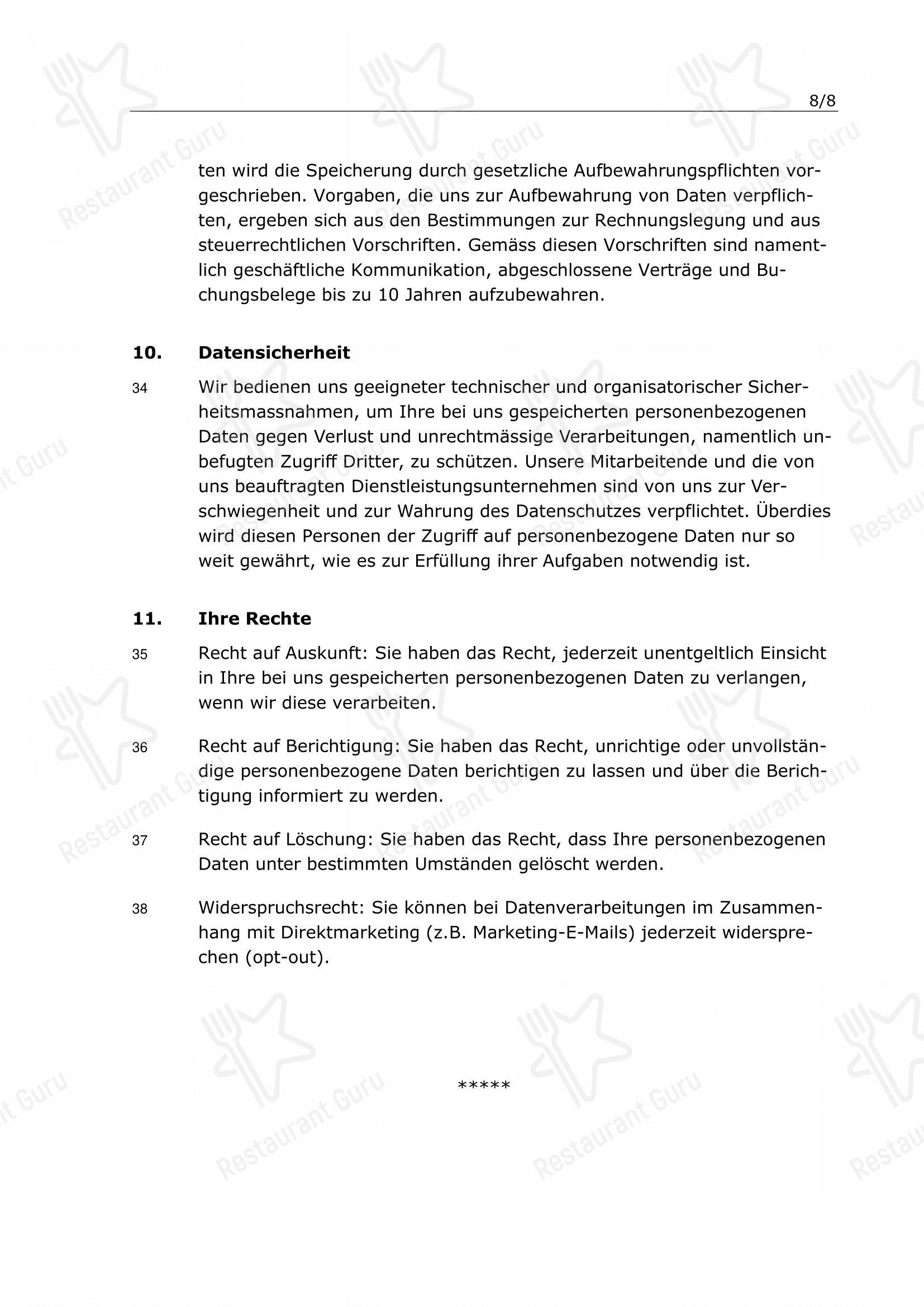 Menu di Swiss Chuchi Restaurant - Menu