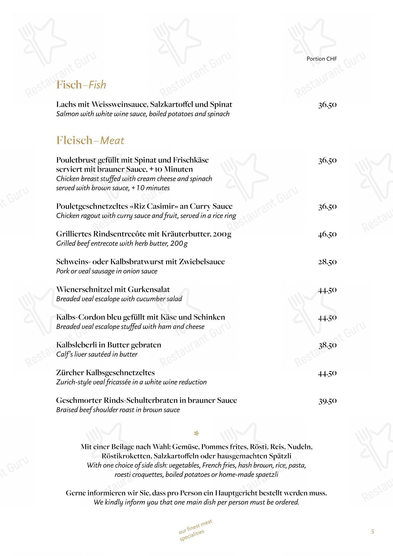Ночное меню per Swiss Chuchi Restaurant in Zurigo