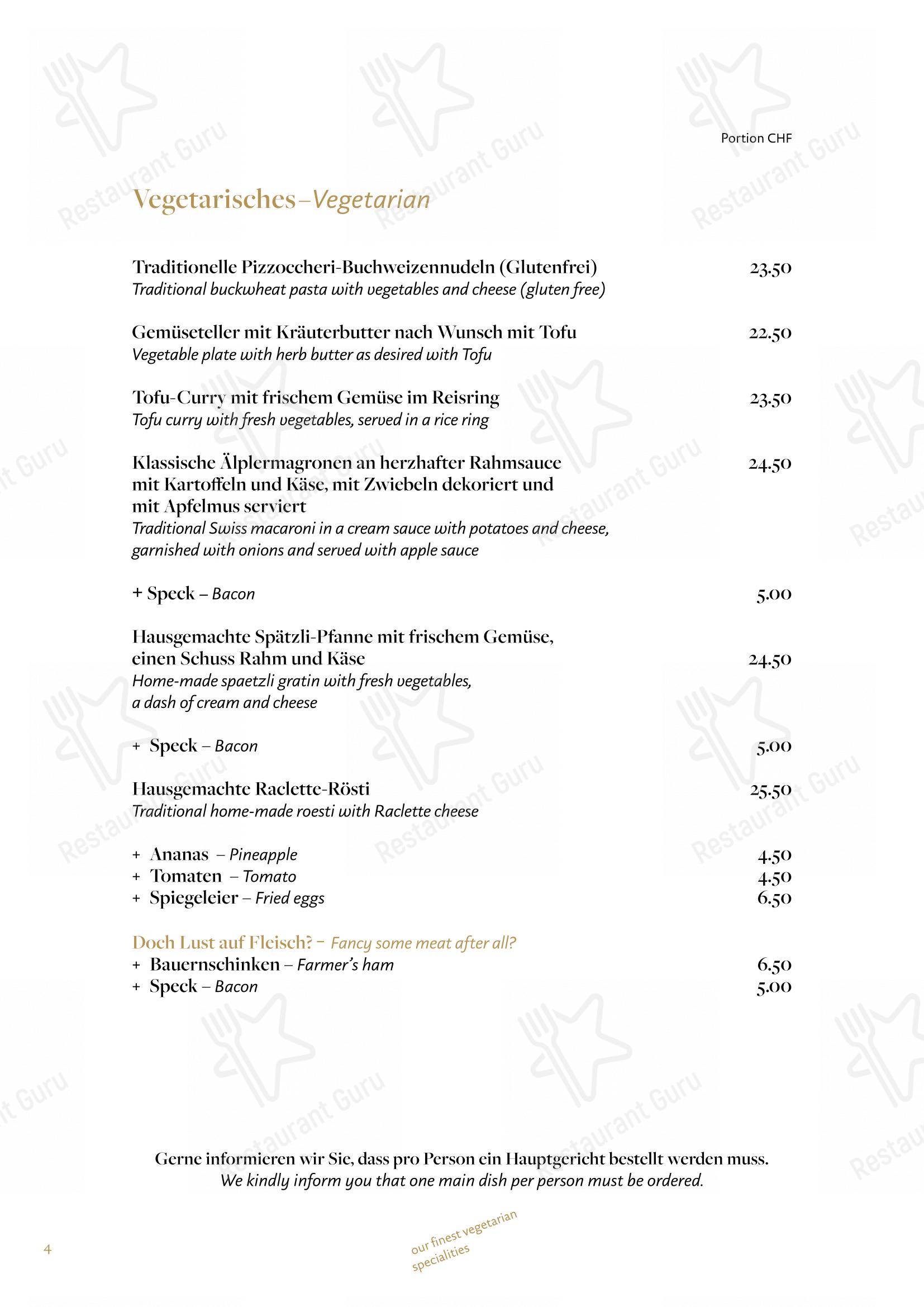 Ночное меню per Swiss Chuchi Restaurant ristorante