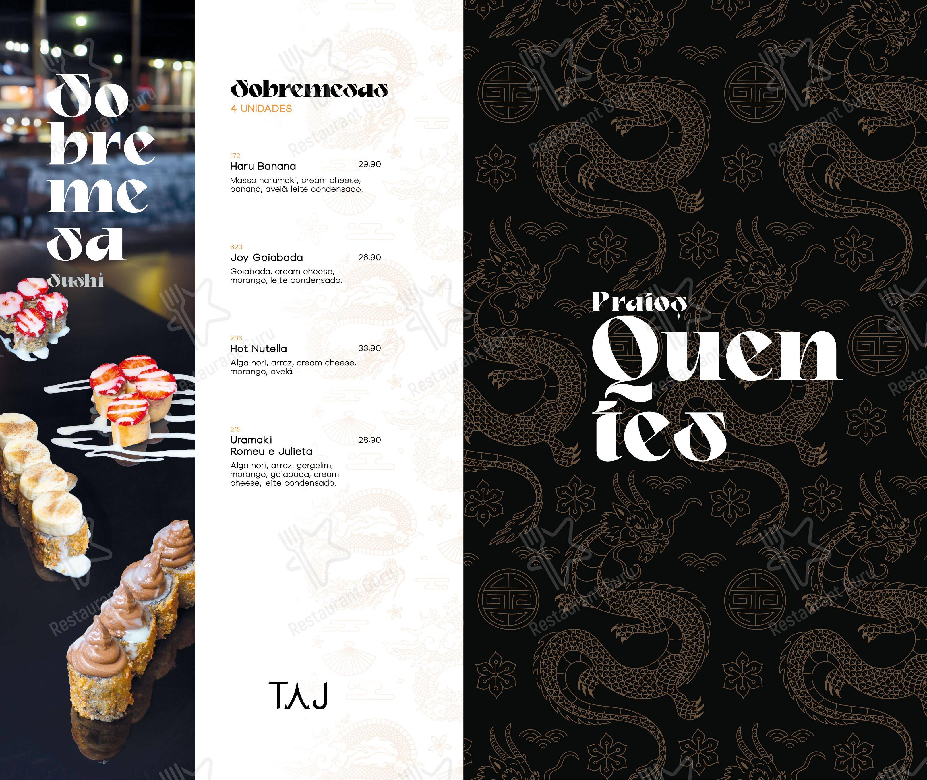 Menu para TAJ Foz em Foz do Iguaçu