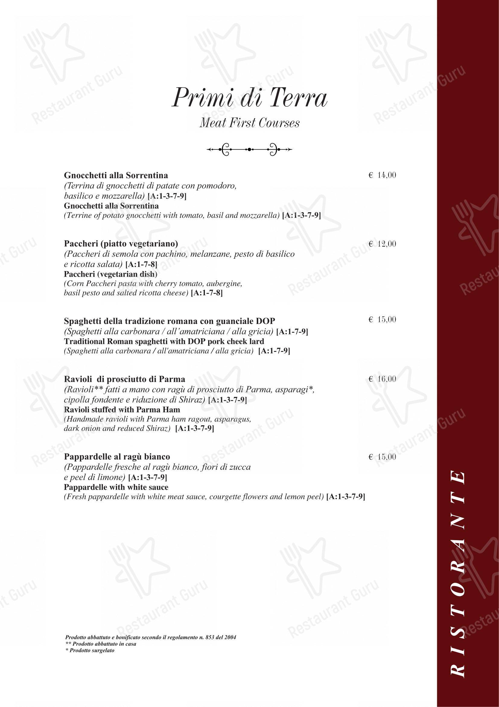 Menu per Taverna Rossini pizzeria