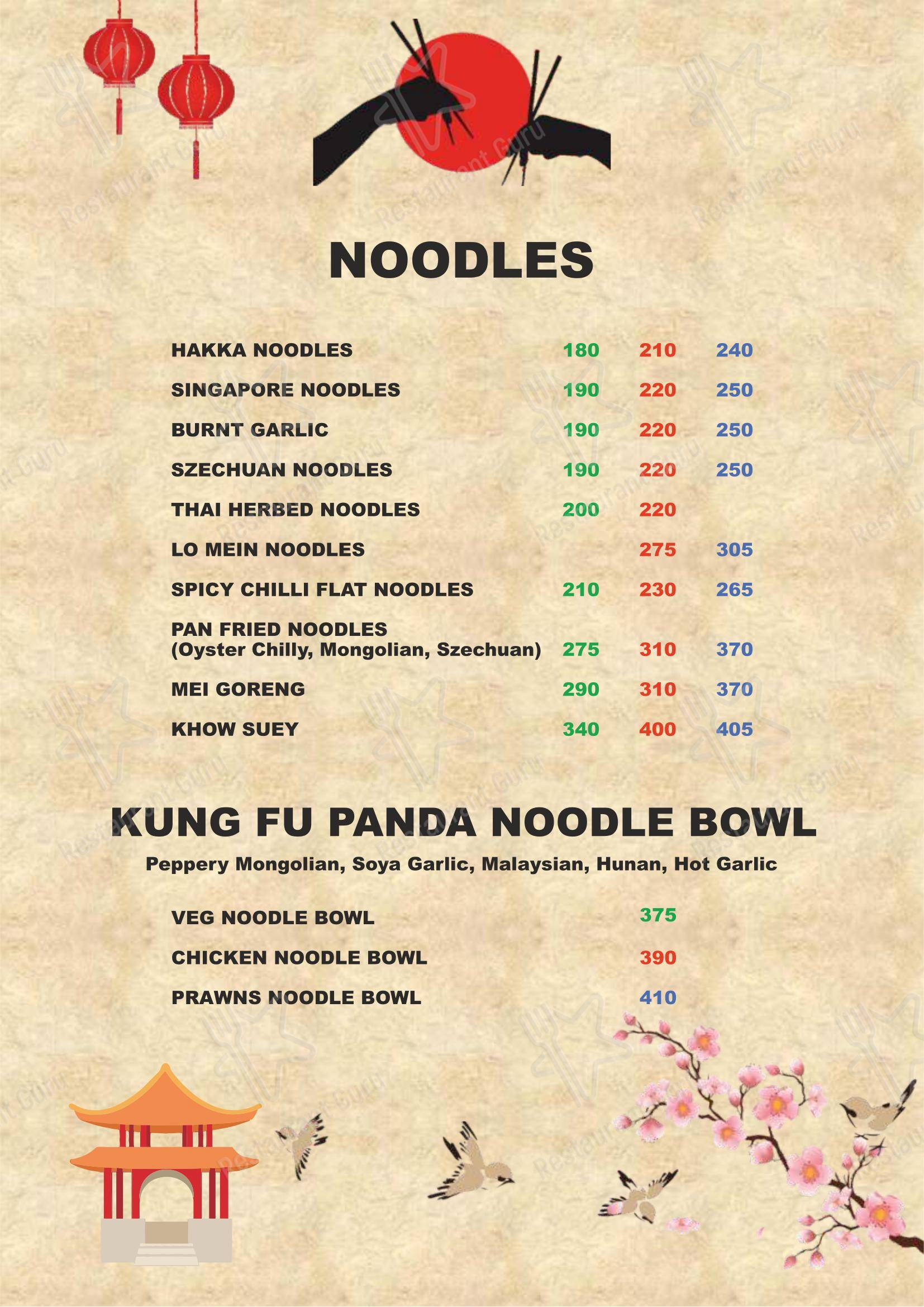 Menu for Tipsy Panda Asian Kitchen and Bar in Sandor