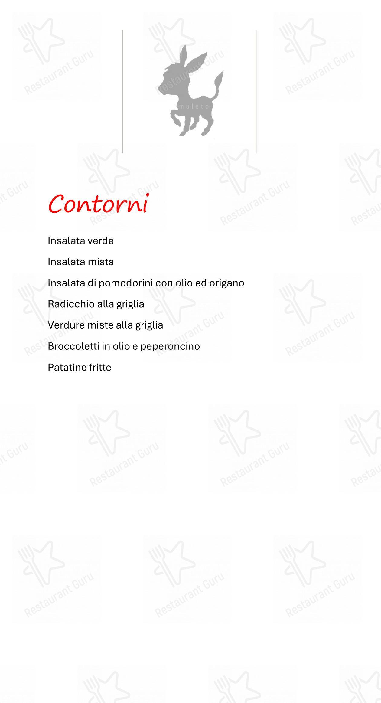 Menu di Trattoria Al Muleto - Menu