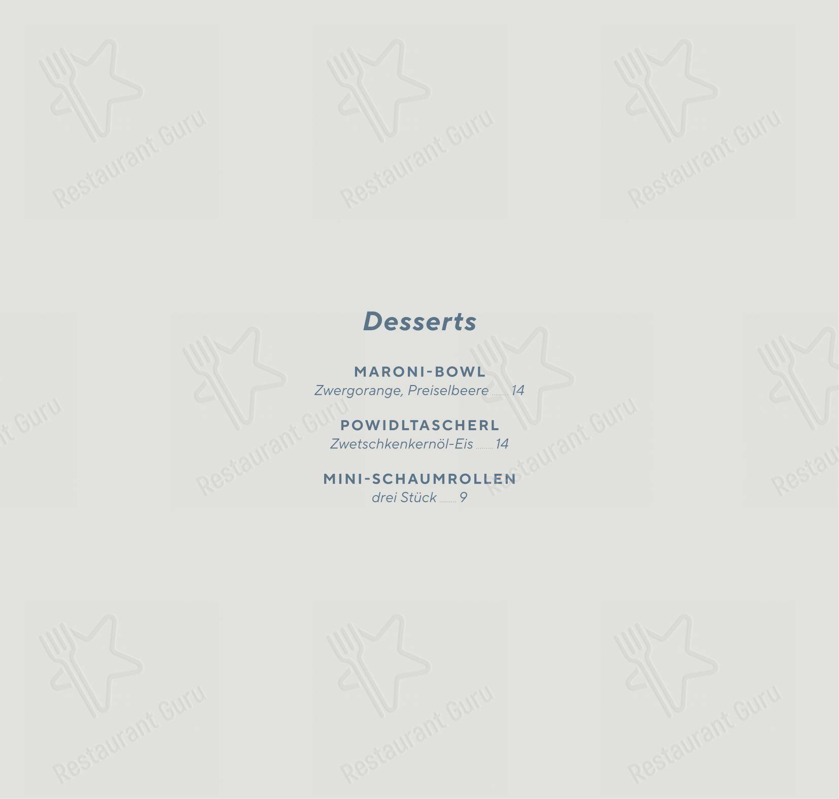 Menu pour Vestibül Restaurant im Burgtheater - Menu bar