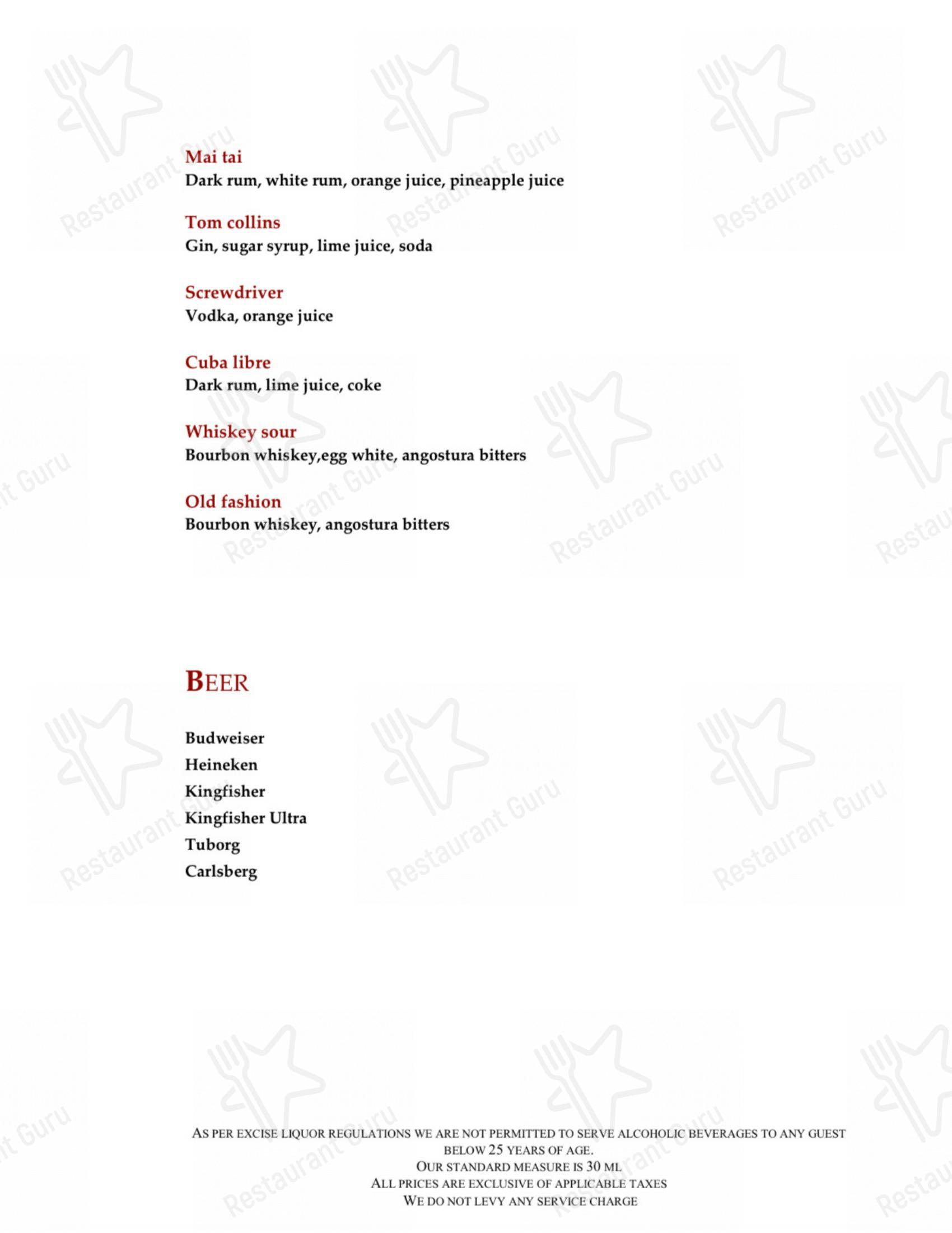 Zanotta - The Leela Ambience Gurugram in Gurugram - Menu bar