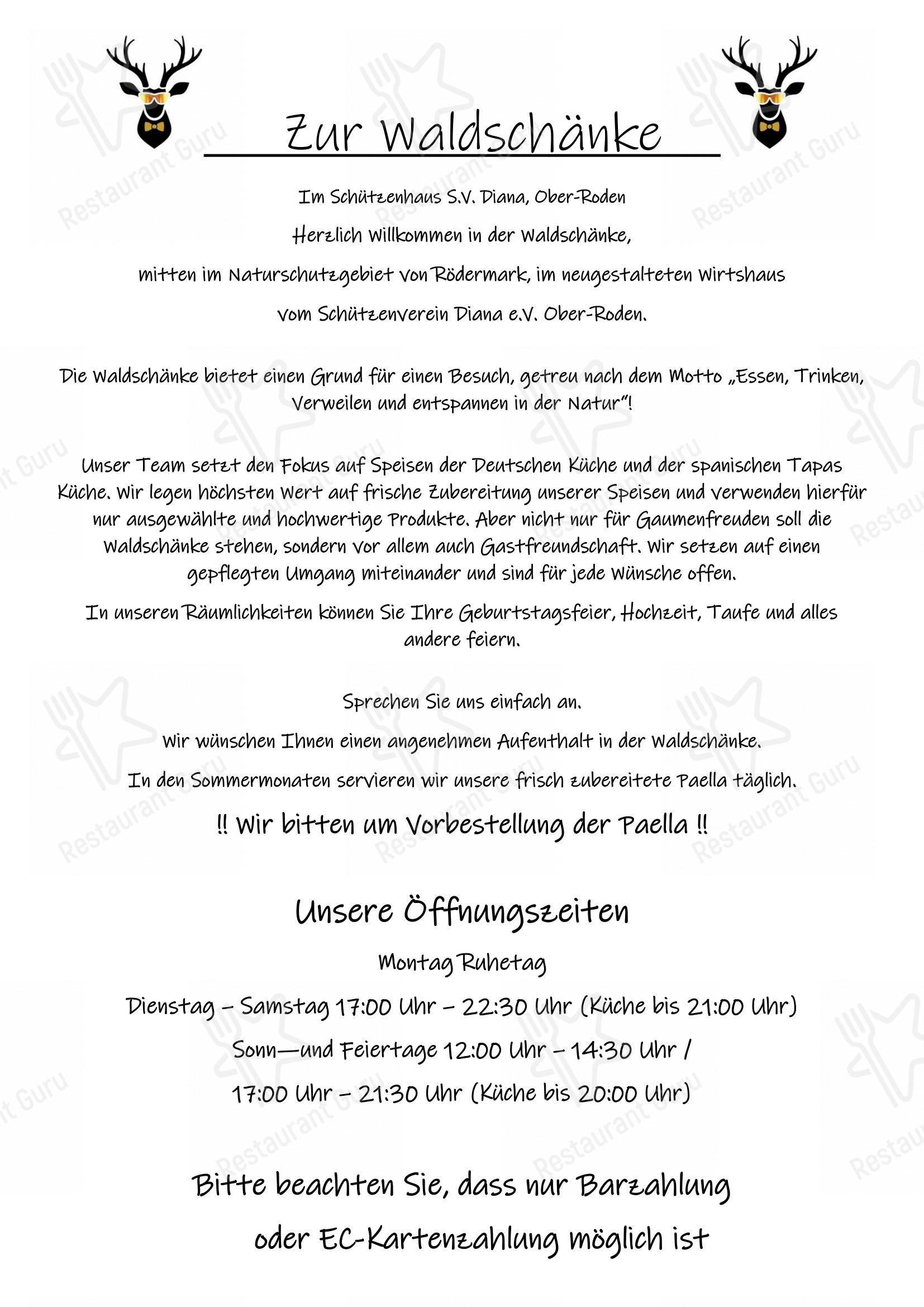 Menu pour Zur Waldschänke - Rödermark - Menu