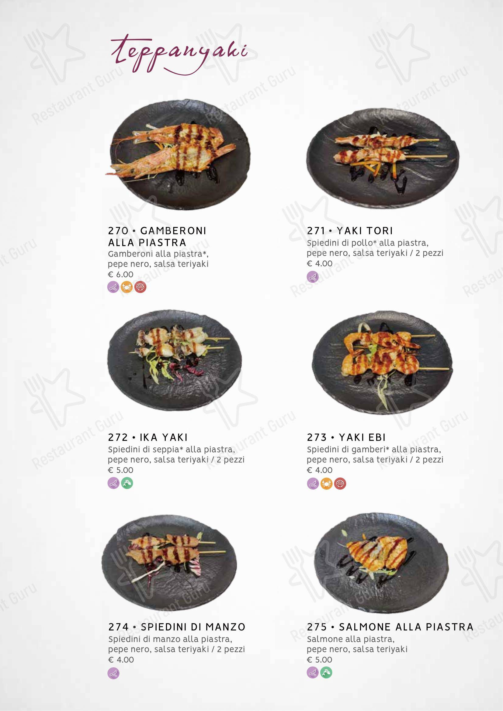 Menu di Zuru sushi - Menu bar