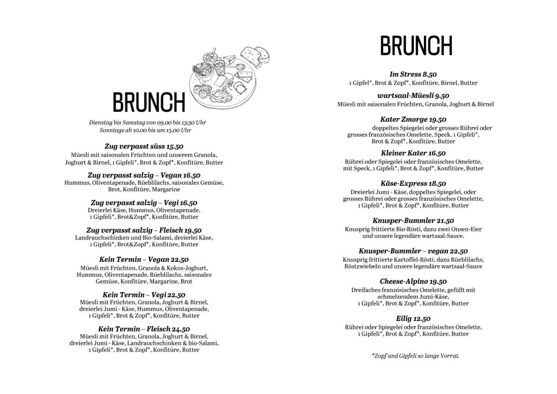 Menu di wartsaal brunch & burger restaurant 