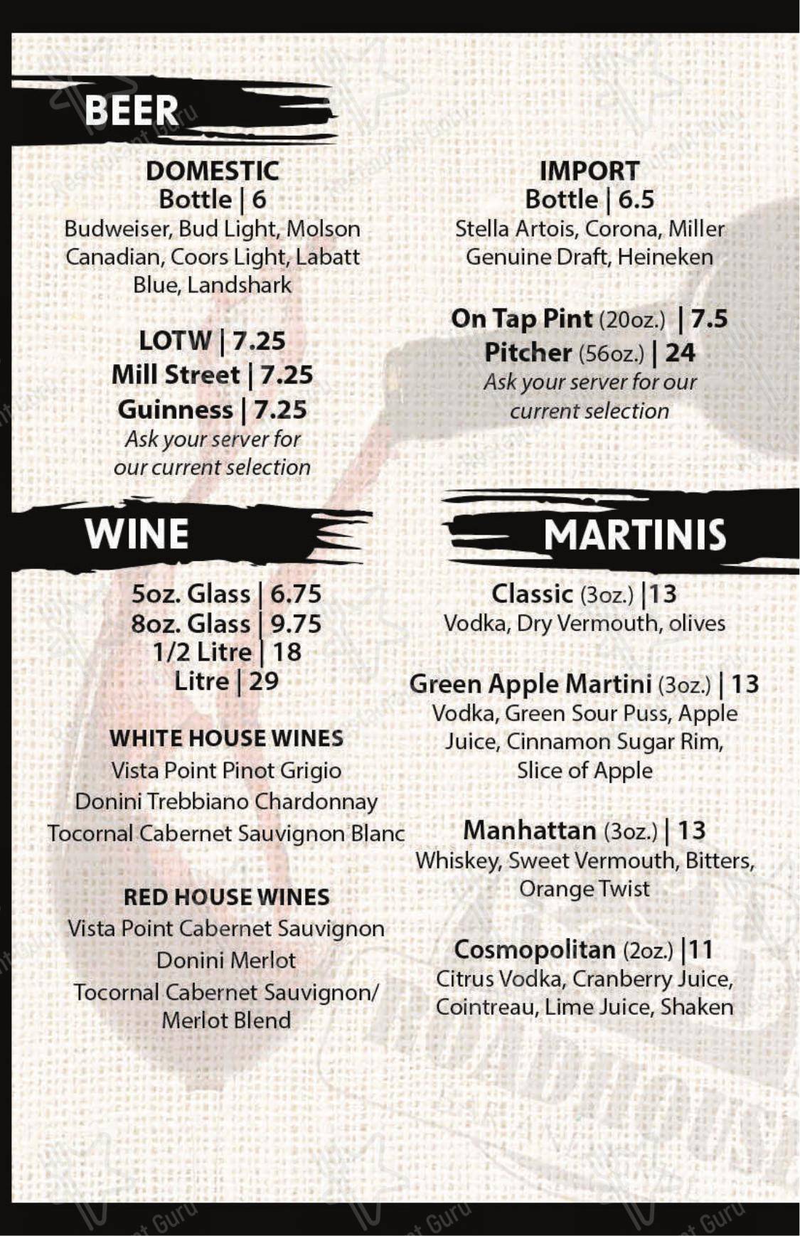 Menu at B & B Roadhouse Tap & Grill pub & bar, Dryden