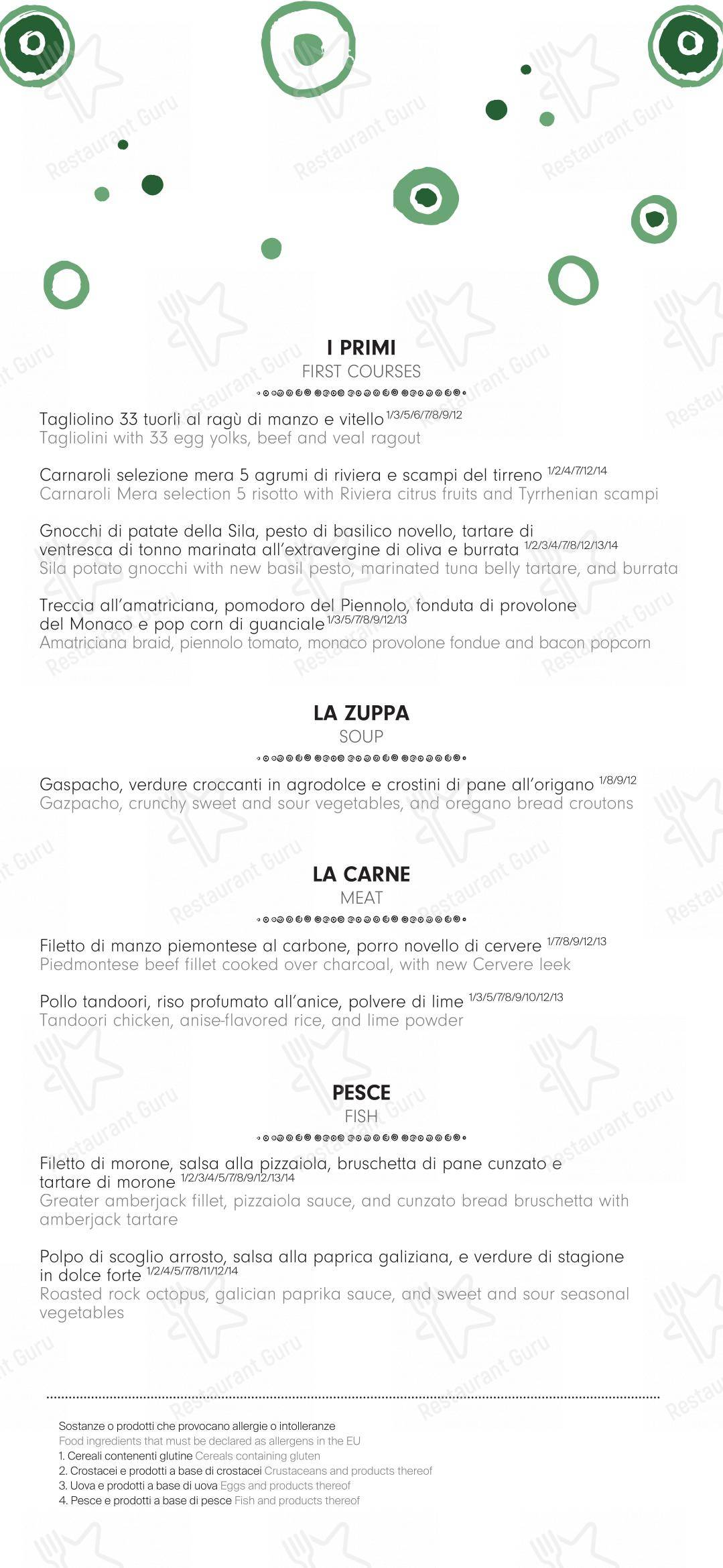 Menu di 10 Corso Como - Основное меню