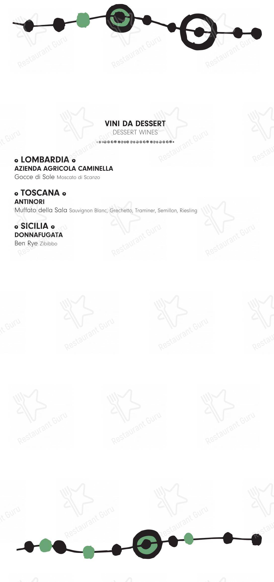 Menu di 10 Corso Como - Ночное меню