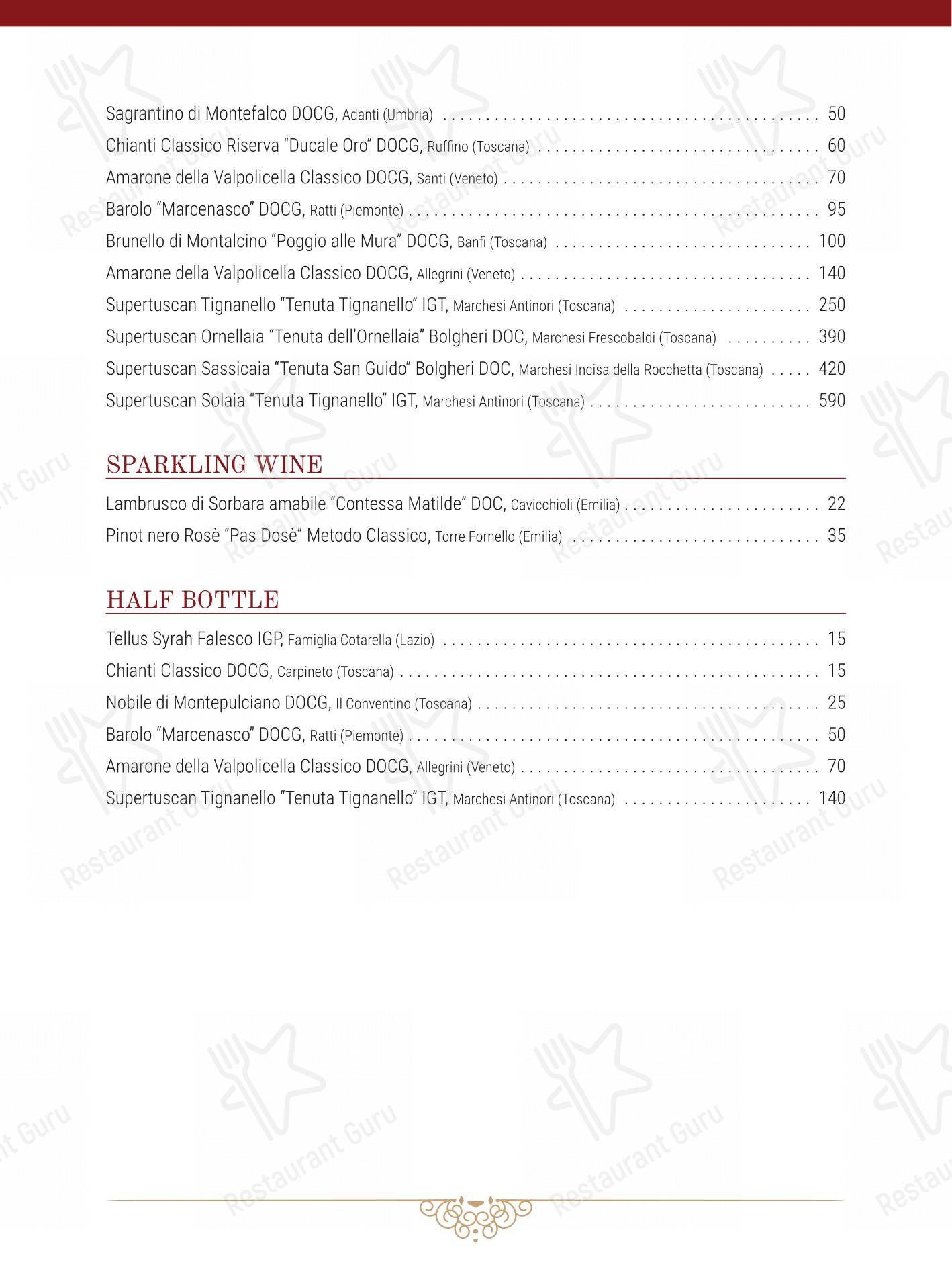 Menu per Al 34 in Roma