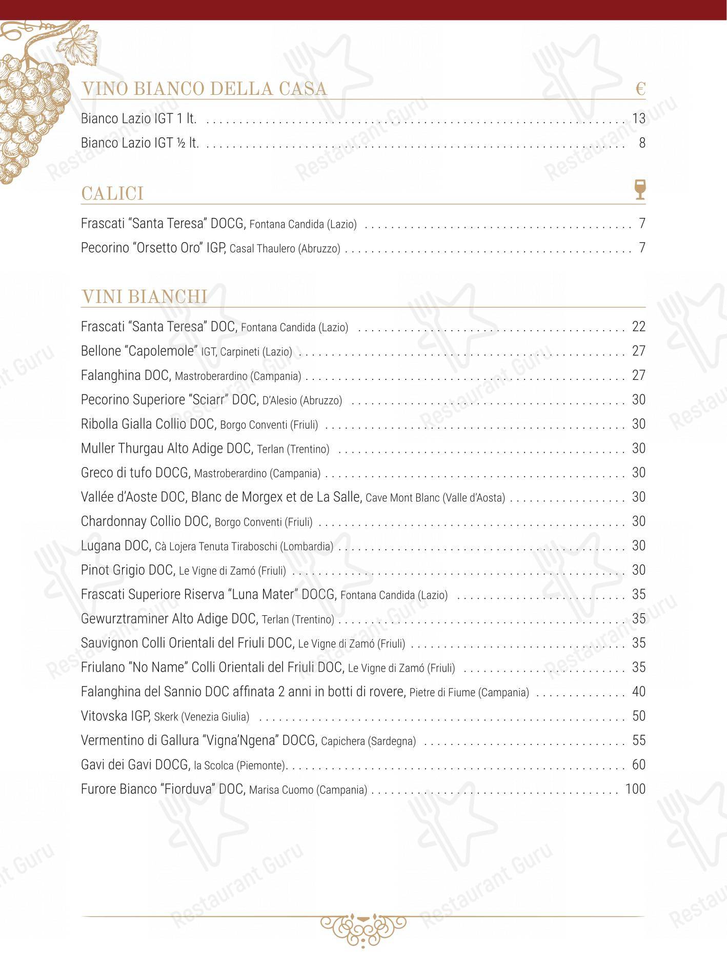 Menu bar per Al 34 in Roma