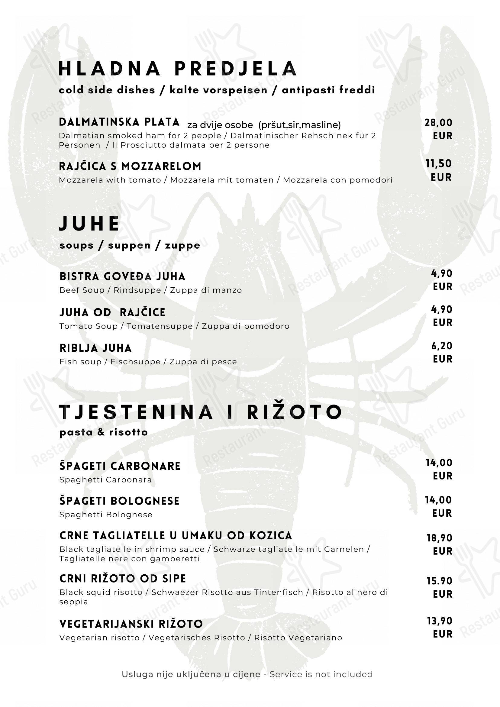 Argento in Bol - Menu