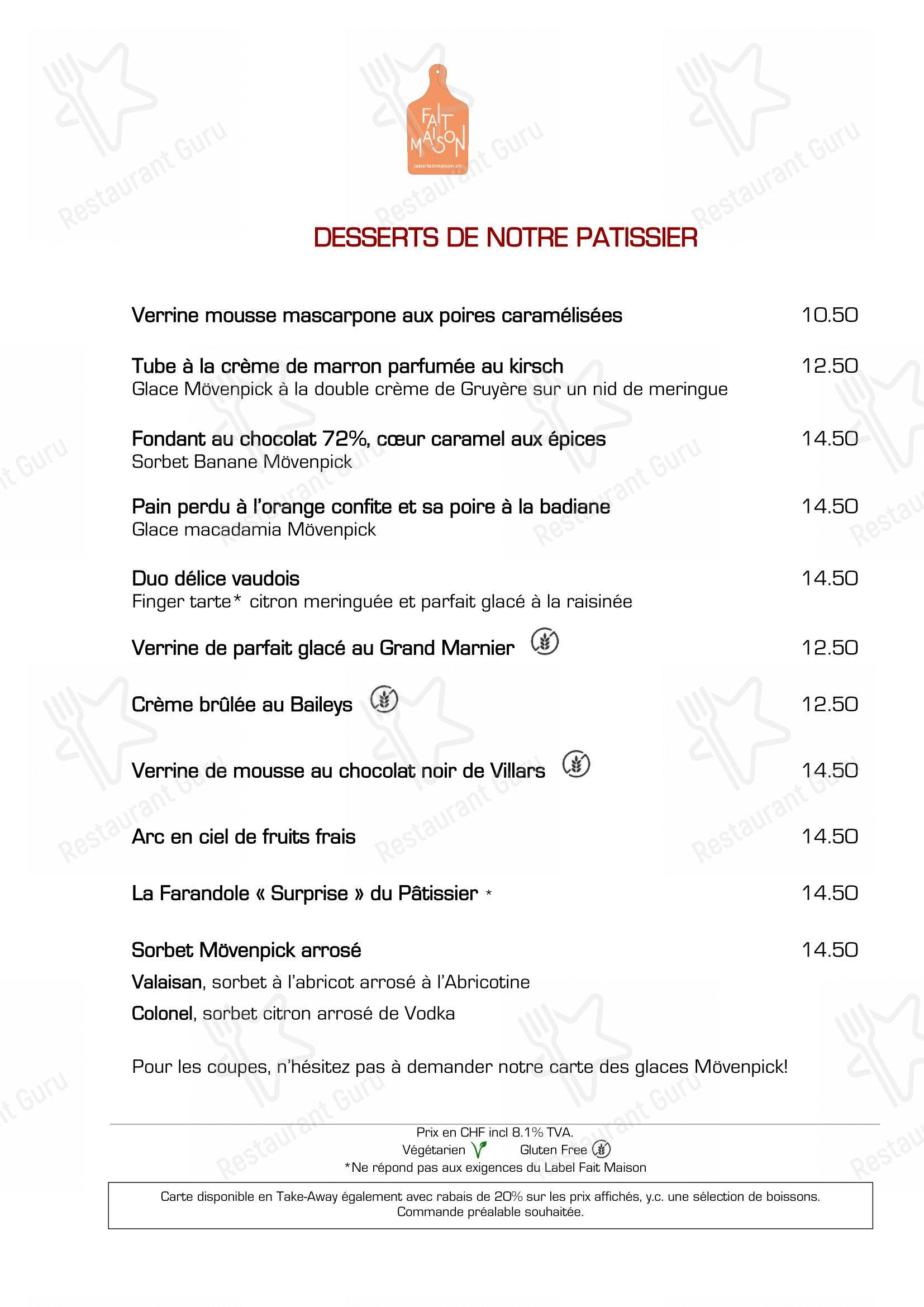 Brasserie La Coupole 1912 - Restaurant Resto Bar in Vevey - Dinner Menu