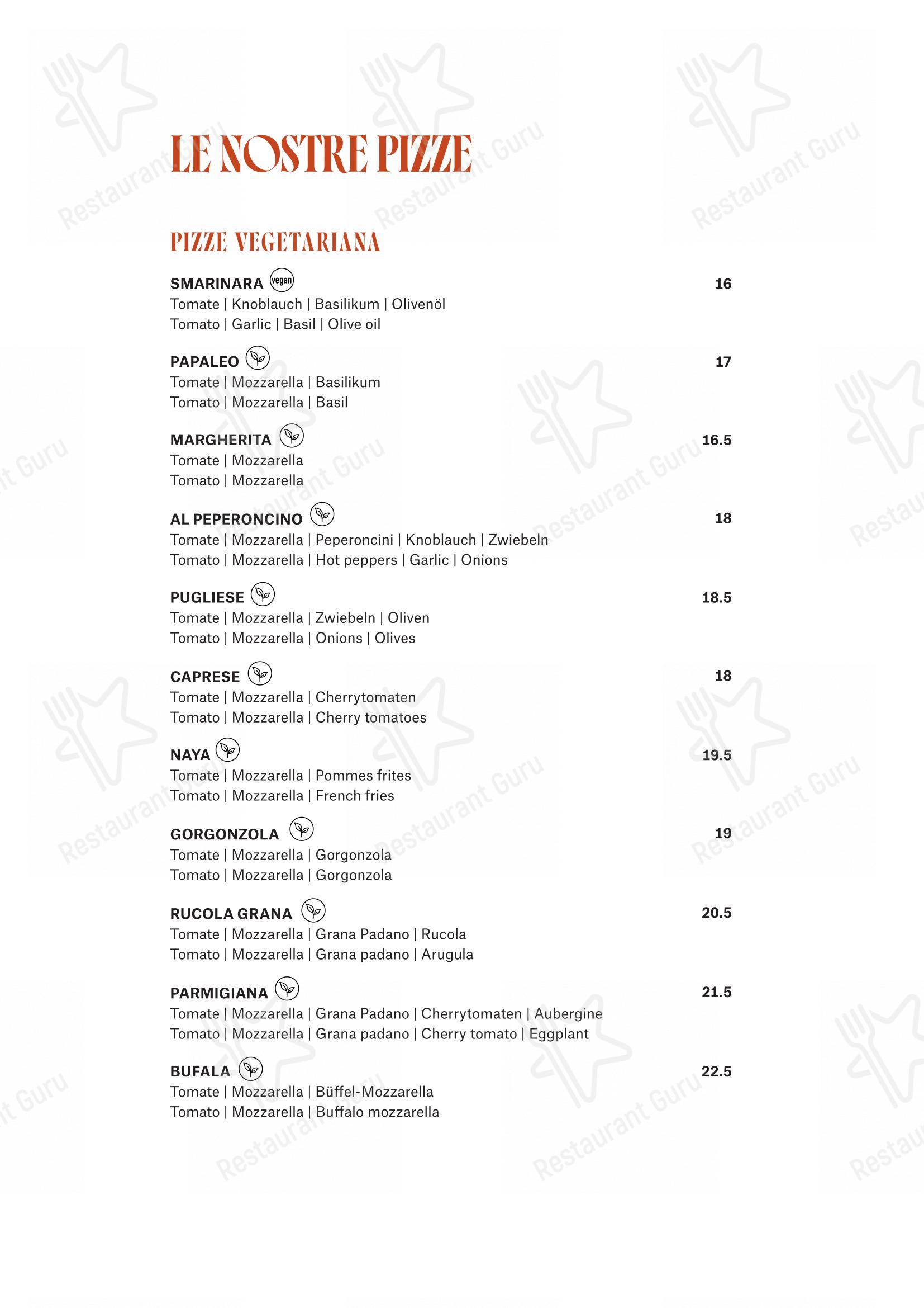 Menu bar per CARUSO – Pizza & Pasta ristorante