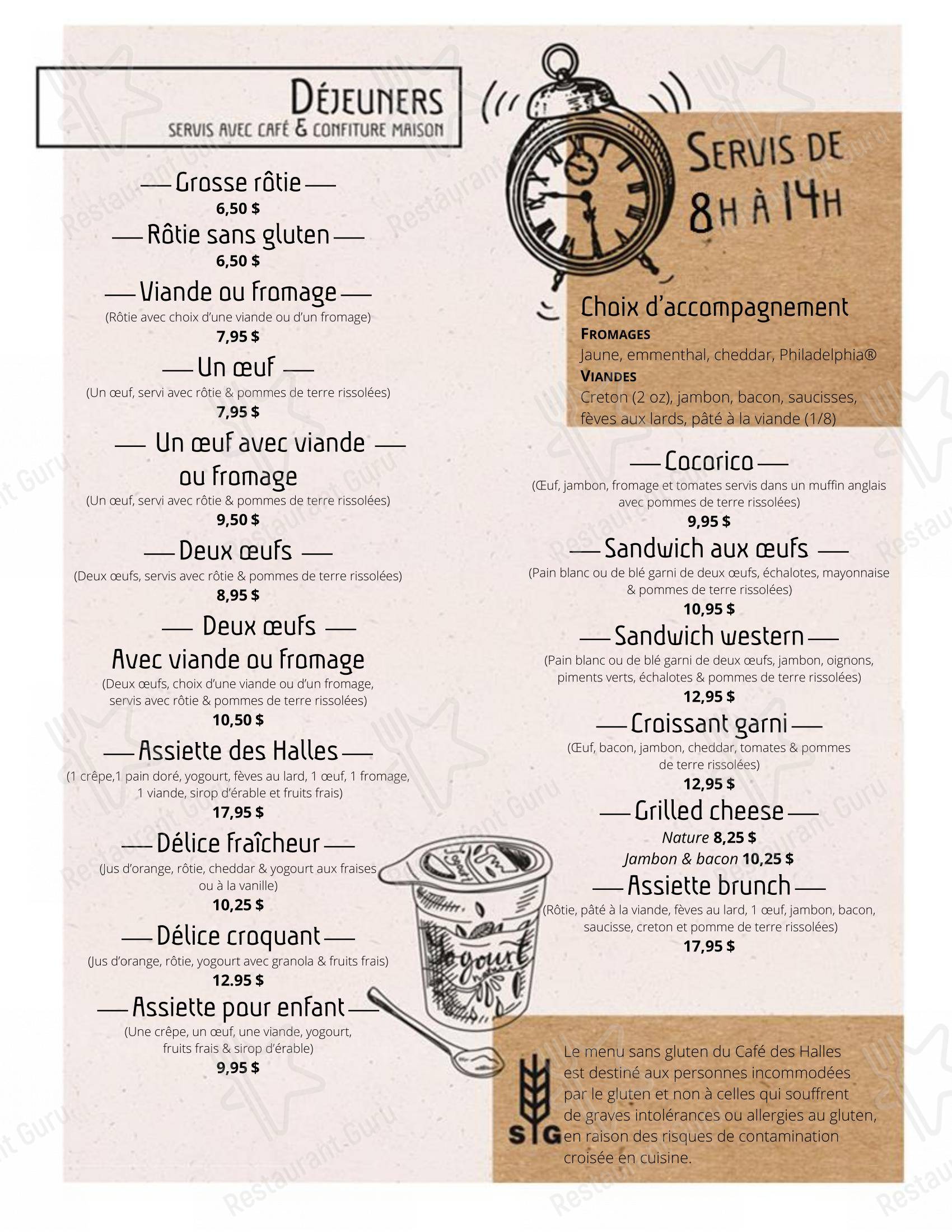 Café des Halles dans Rimouski - Menu