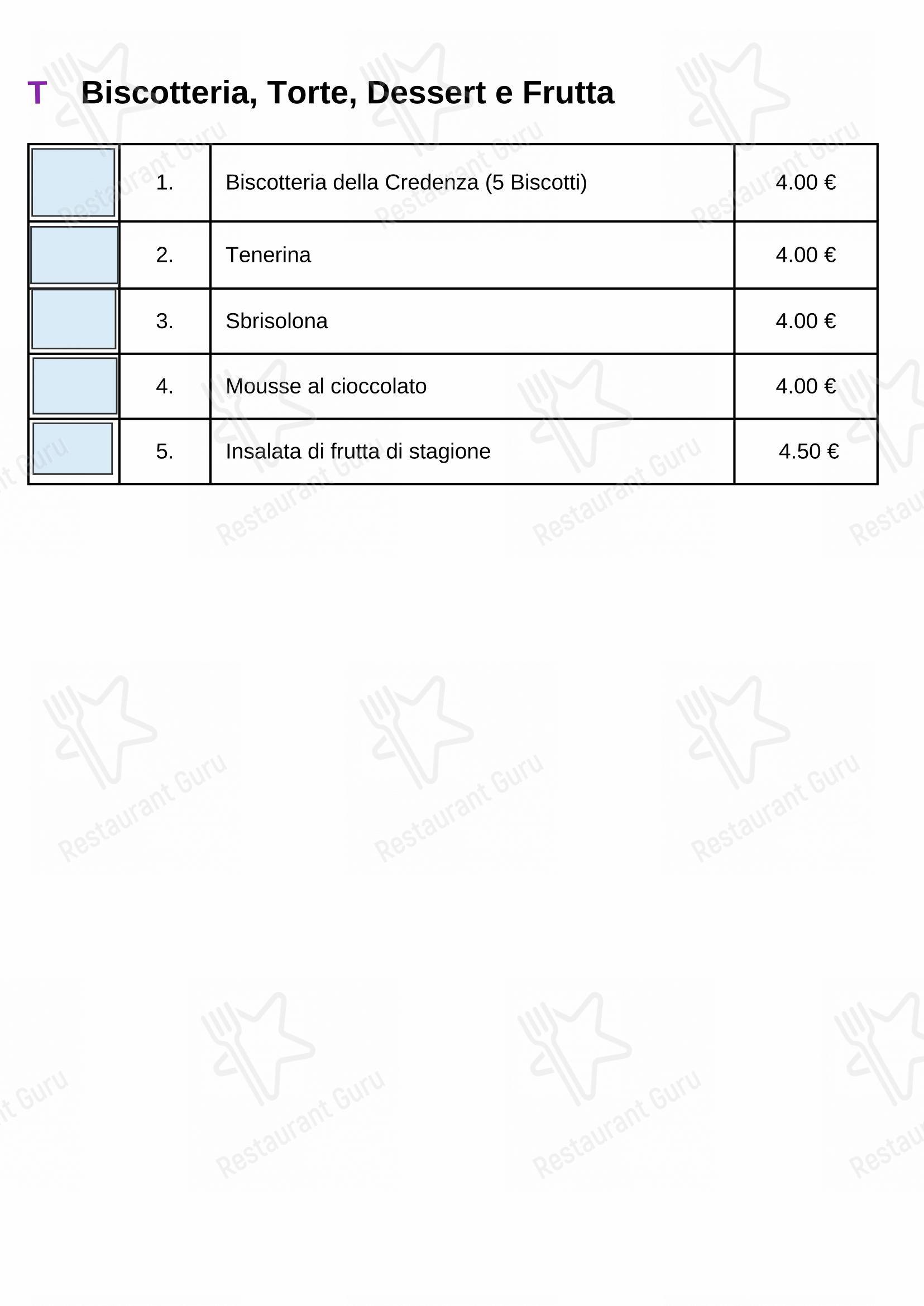 Menu per CLafè caffè bar