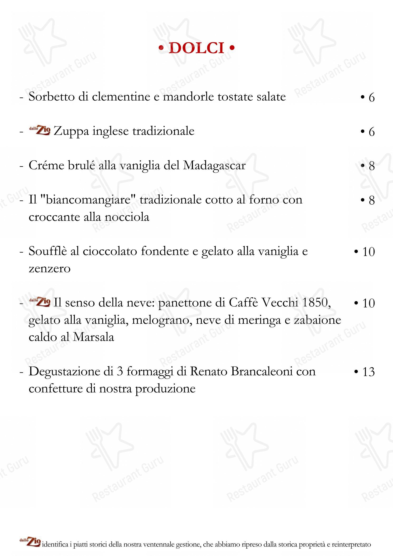 Dallo Zio in Rimini - 菜单
