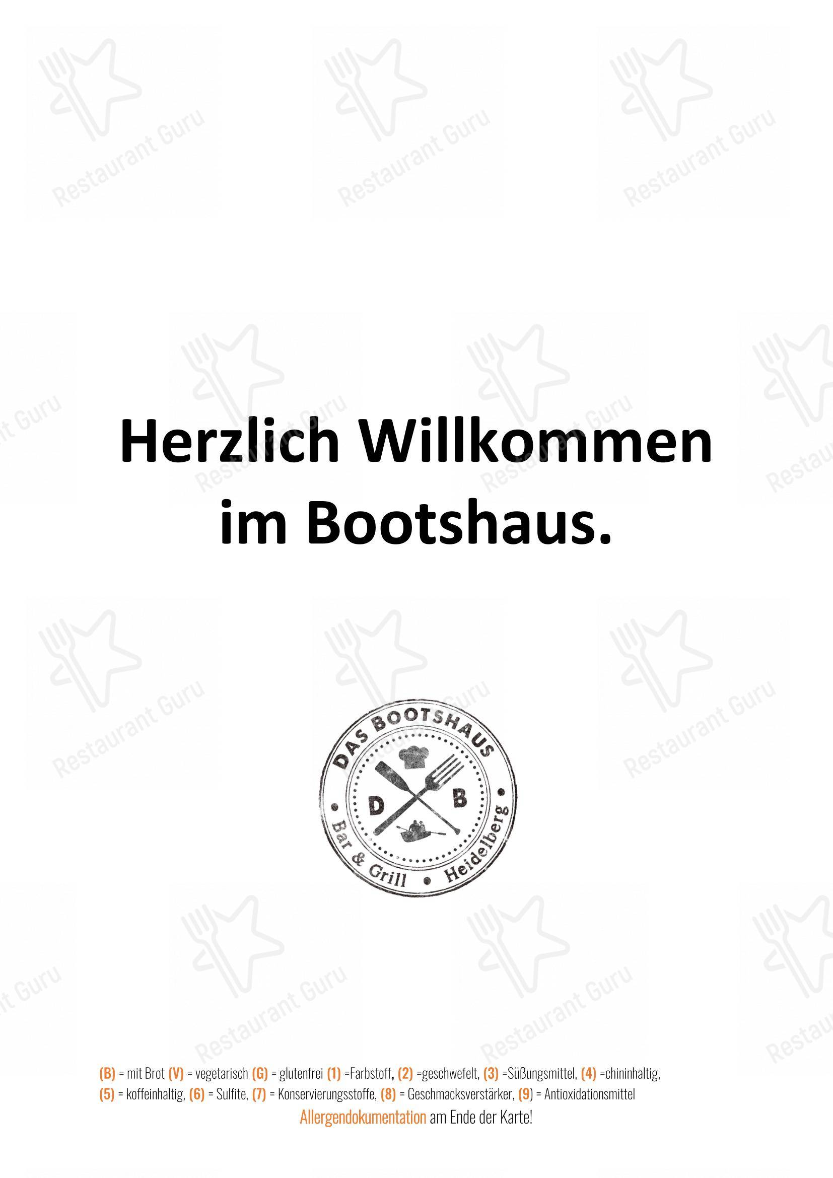Menu pour Das Bootshaus - Restaurant Heidelberg - Menu bar
