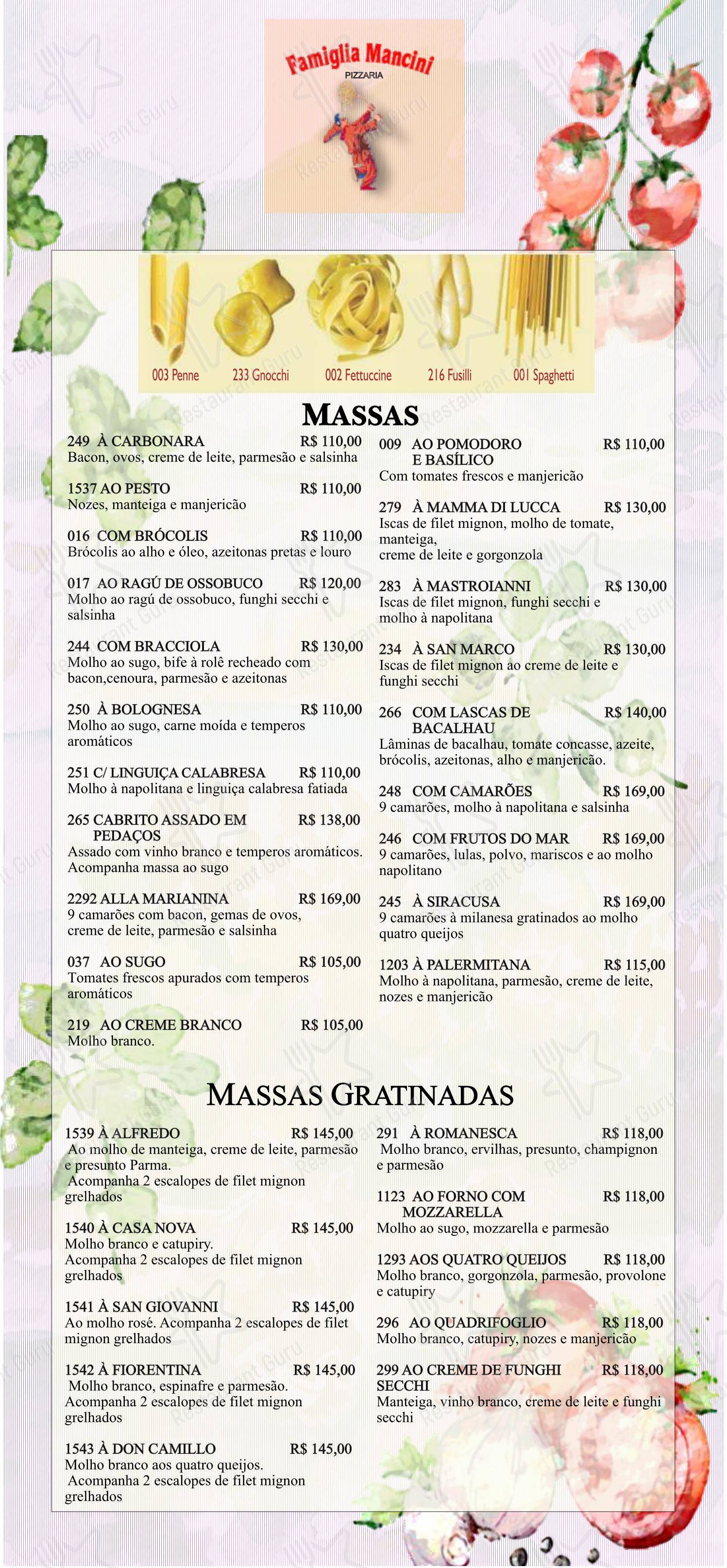 Famiglia Mancini Trattoria menu - 菜单