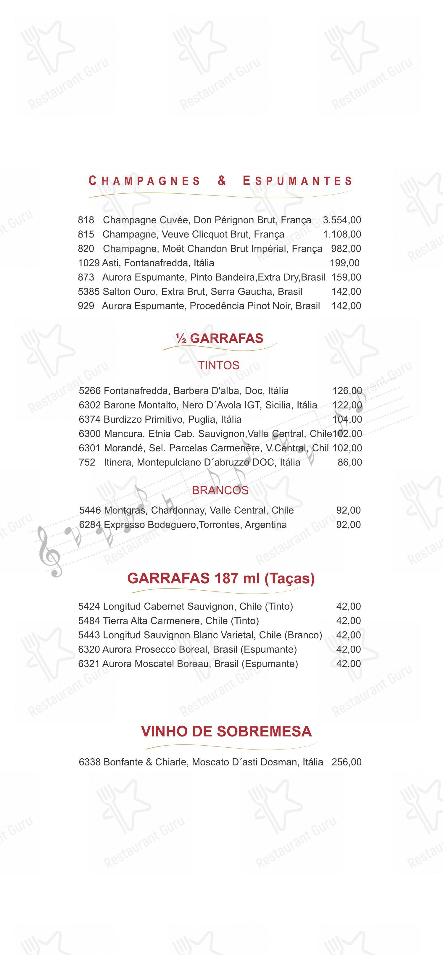 Menu para Famiglia Mancini Trattoria em São Paulo