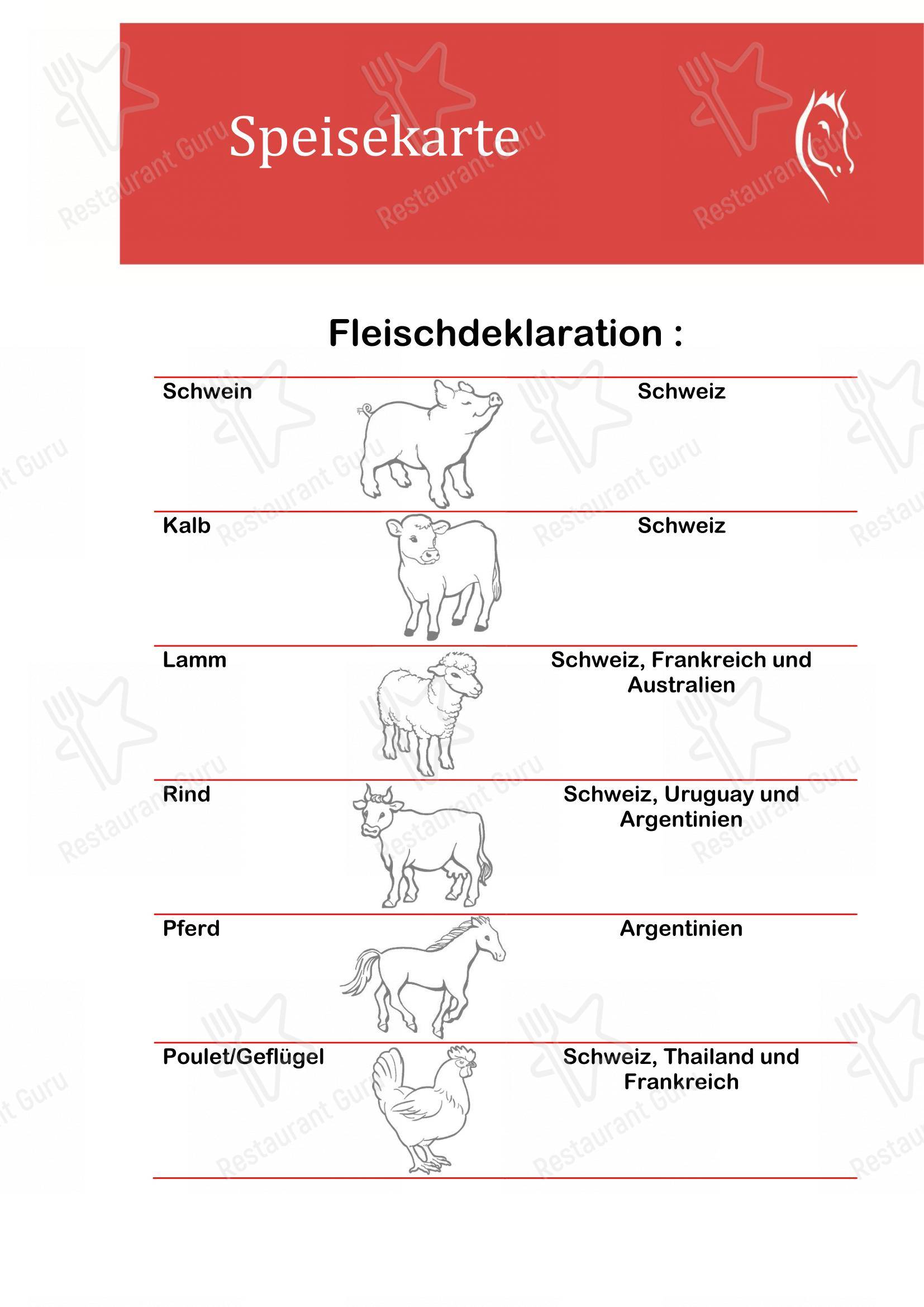 Menu per Gasthof Rössli ristorante