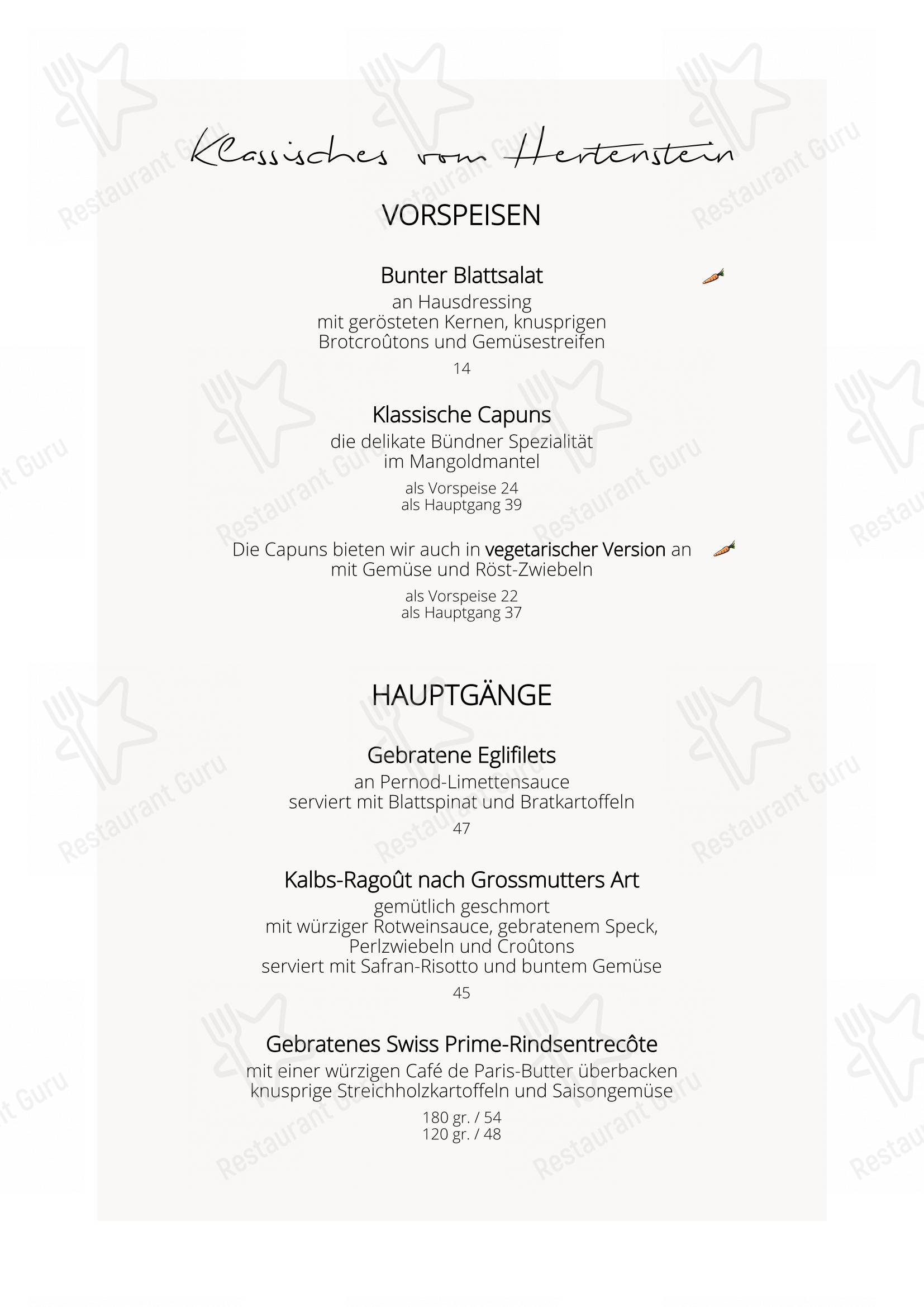 Menu bar pour Hertenstein Panorama Restaurant restaurant