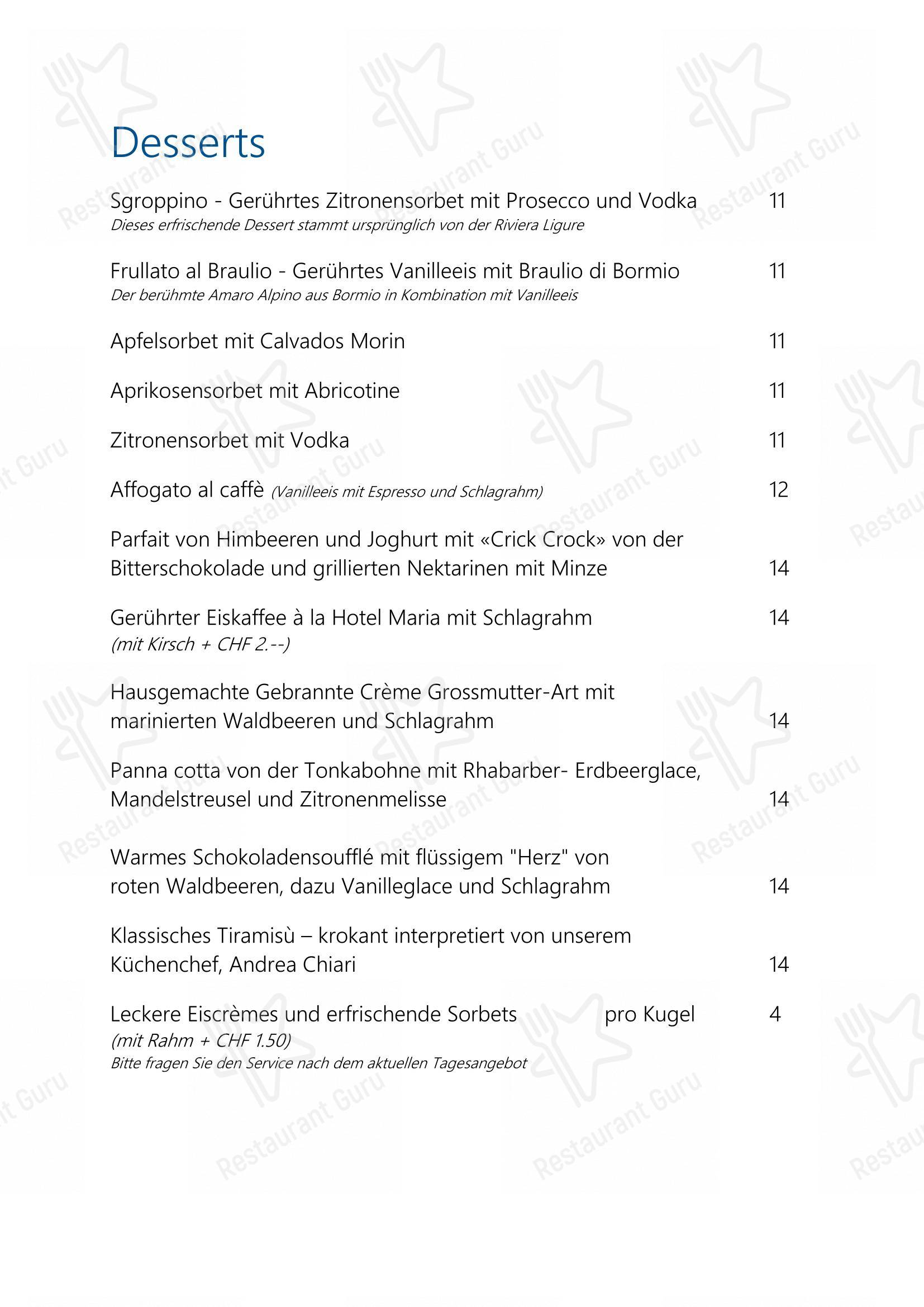 Hotel Maria in Sils im Engadin/Segl - Menu bar