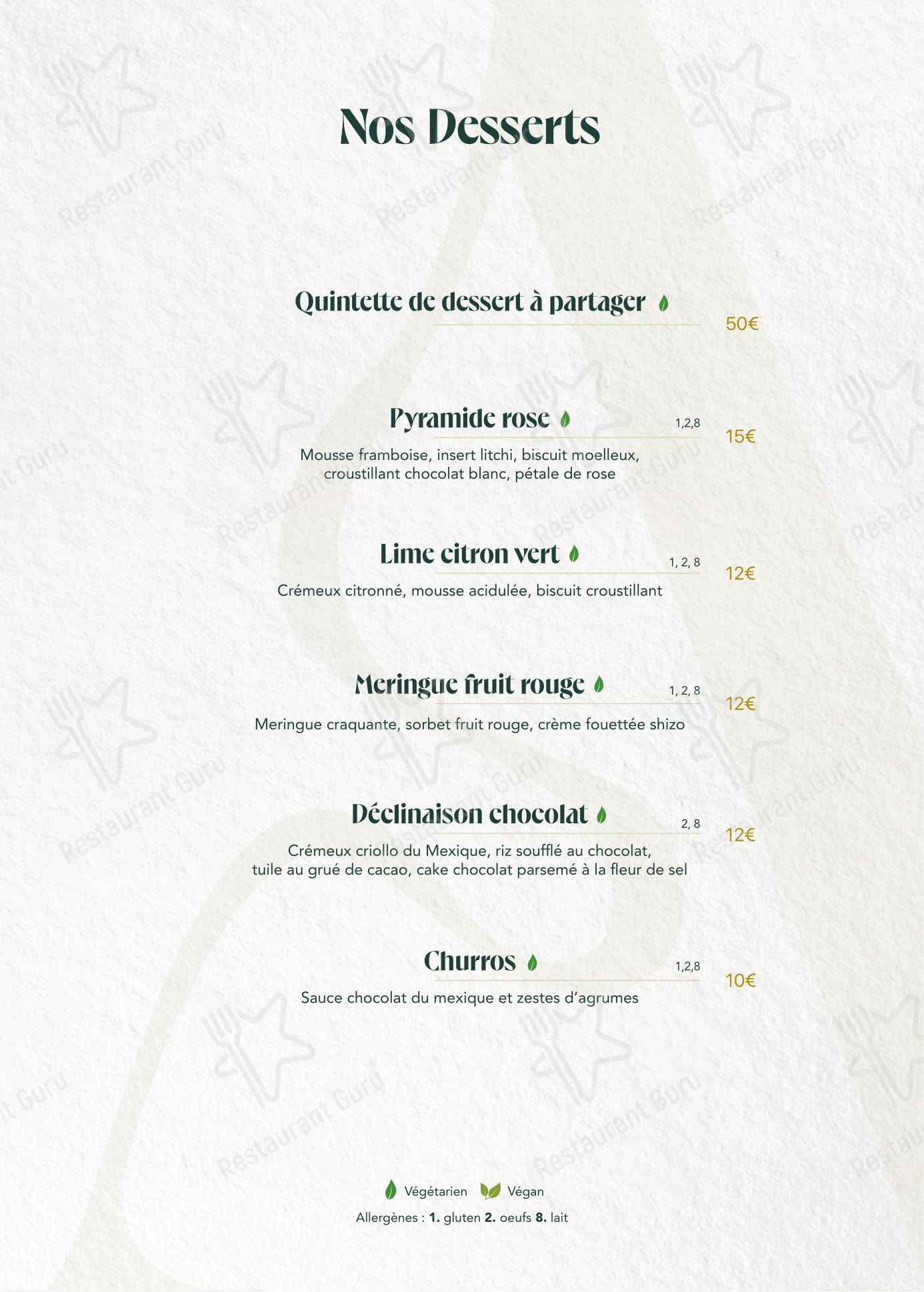Menu bar pour ITZA LA PYRAMIDE restaurant