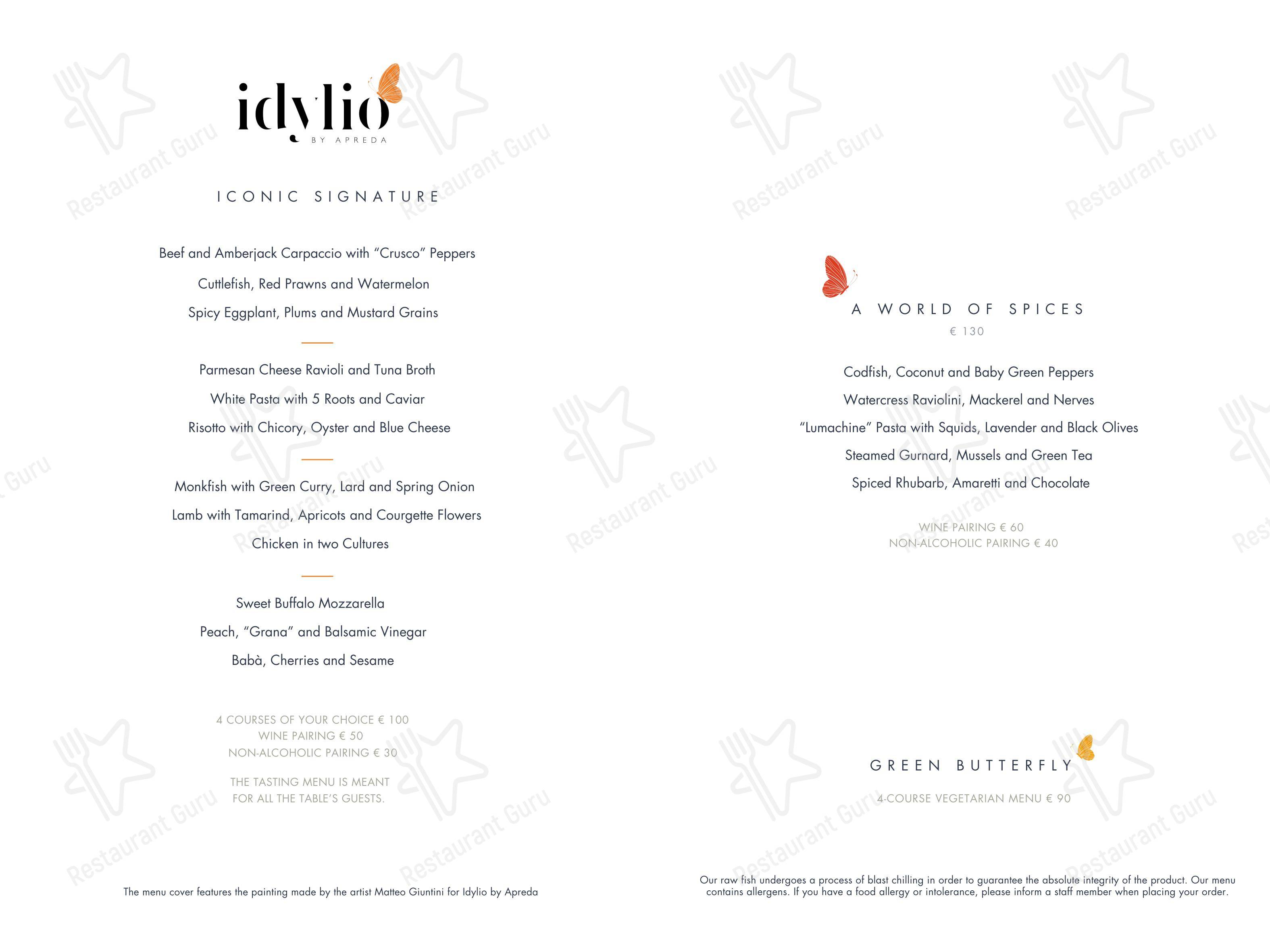 Основное меню pour Idylio by Apreda restaurant