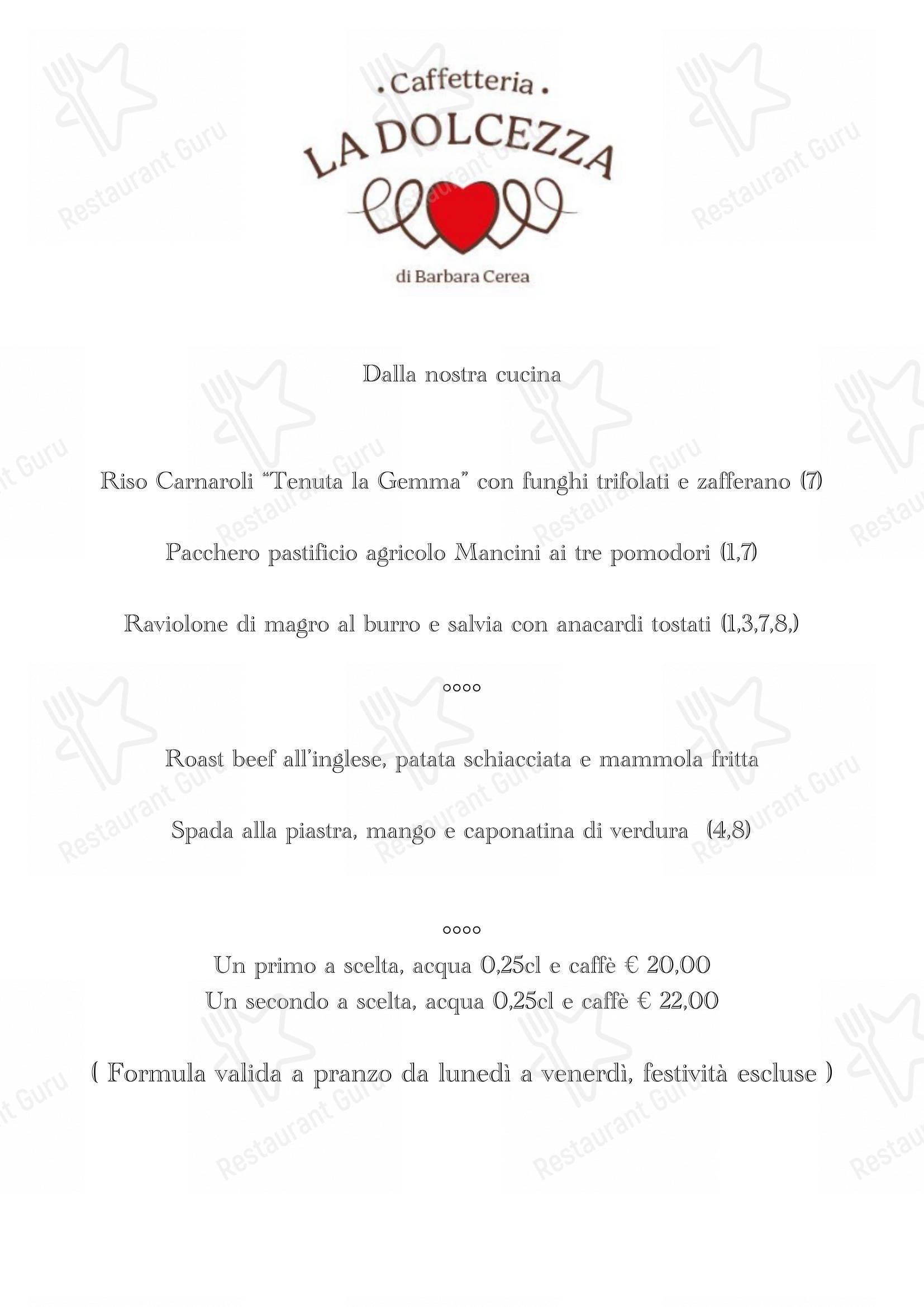 Menu di La Dolcezza di Barbara Cerea - Menu bar