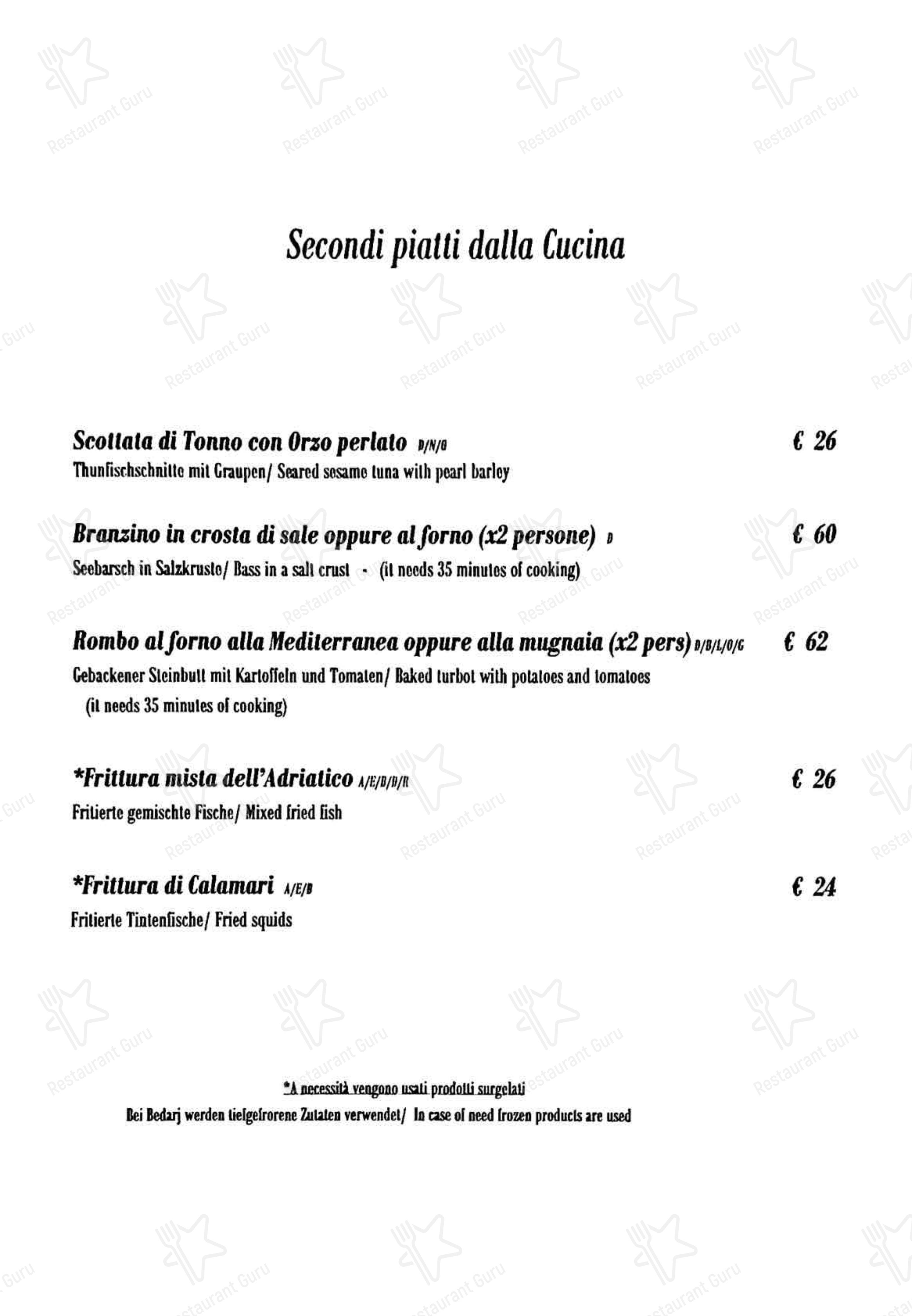 La Taverna da Oreste in Lazise - Menu bar