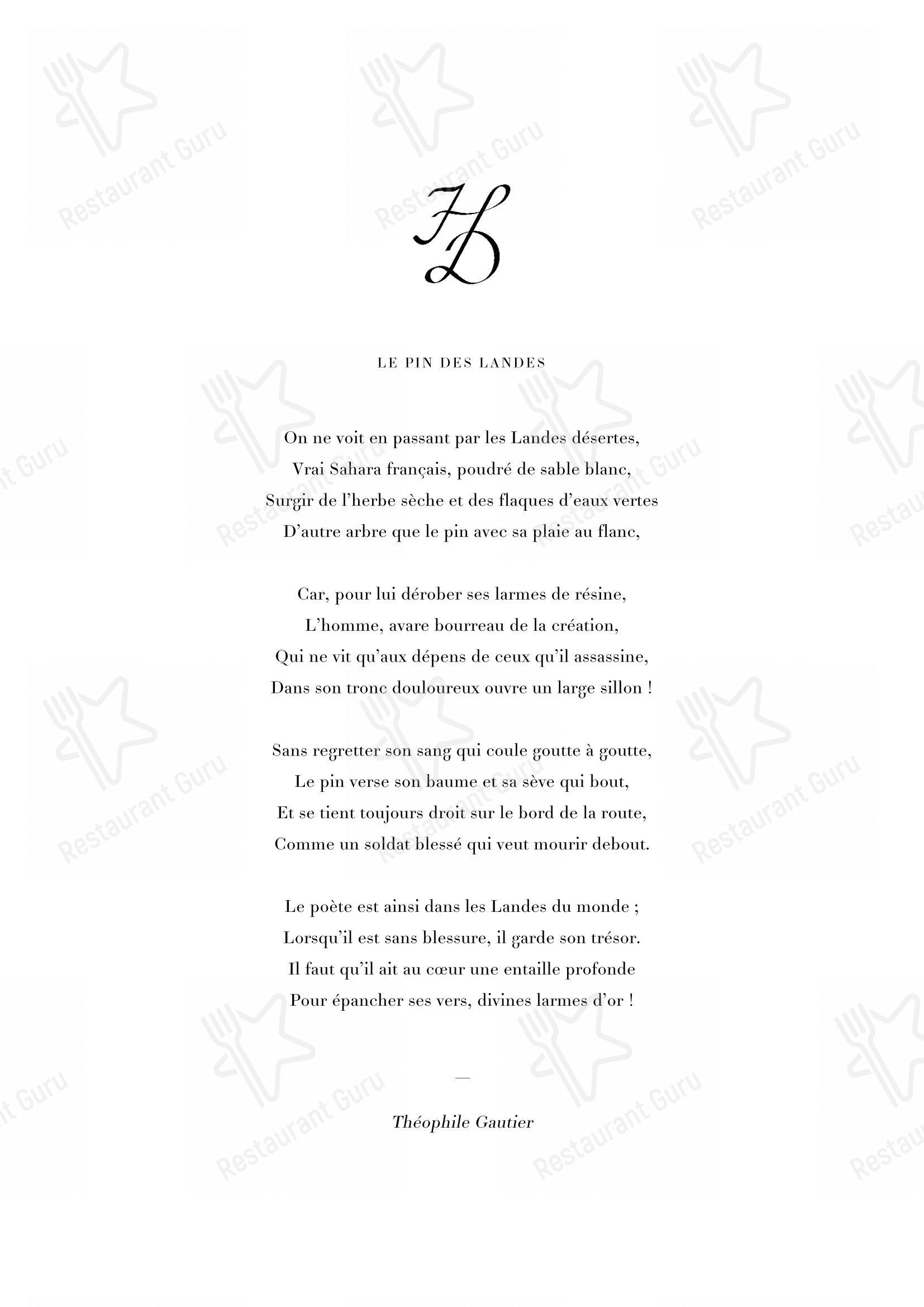 菜单 pour Marsan par Hélène Darroze dans Paris