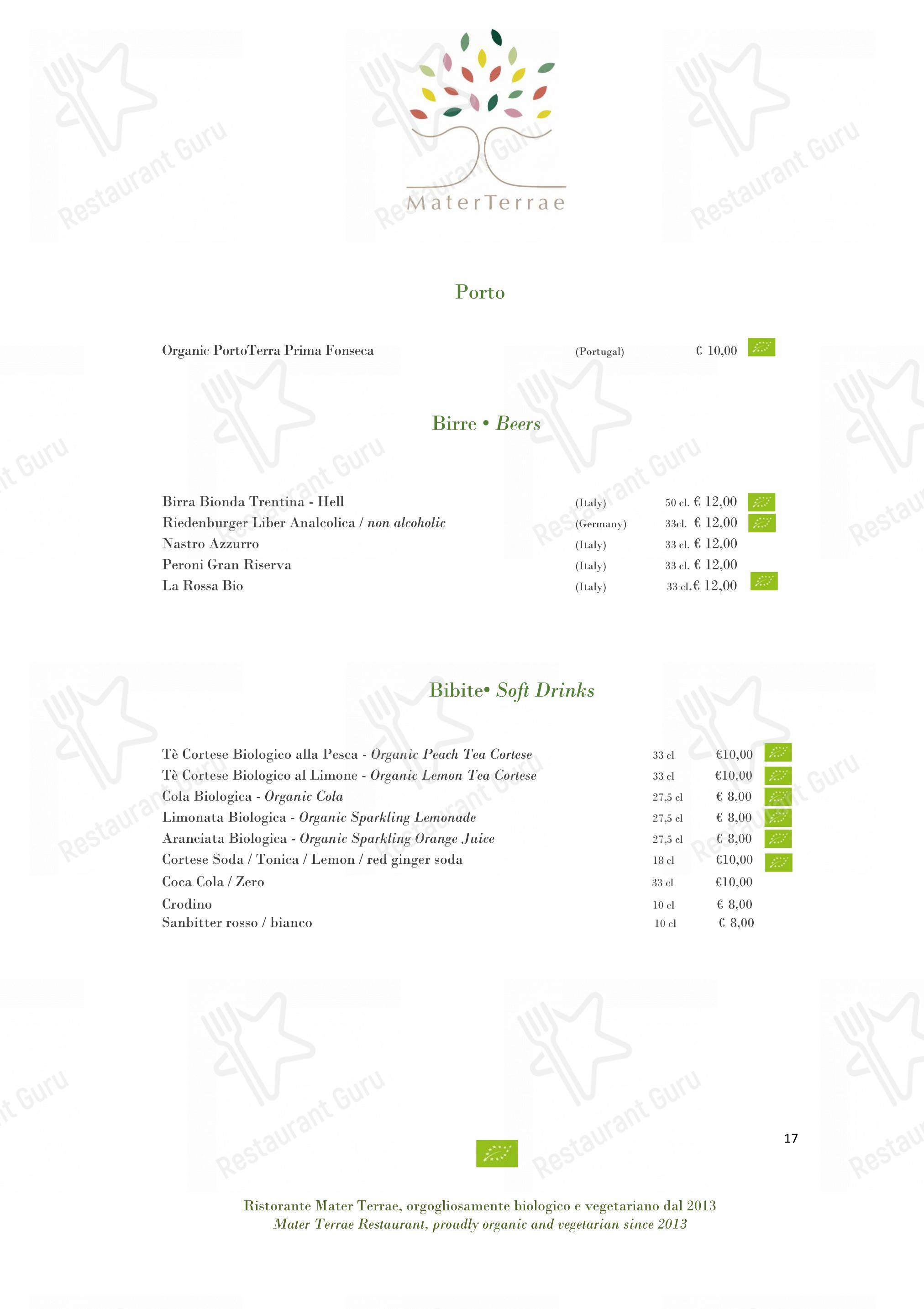 Takeaway Menu per Mater Terrae ristorante