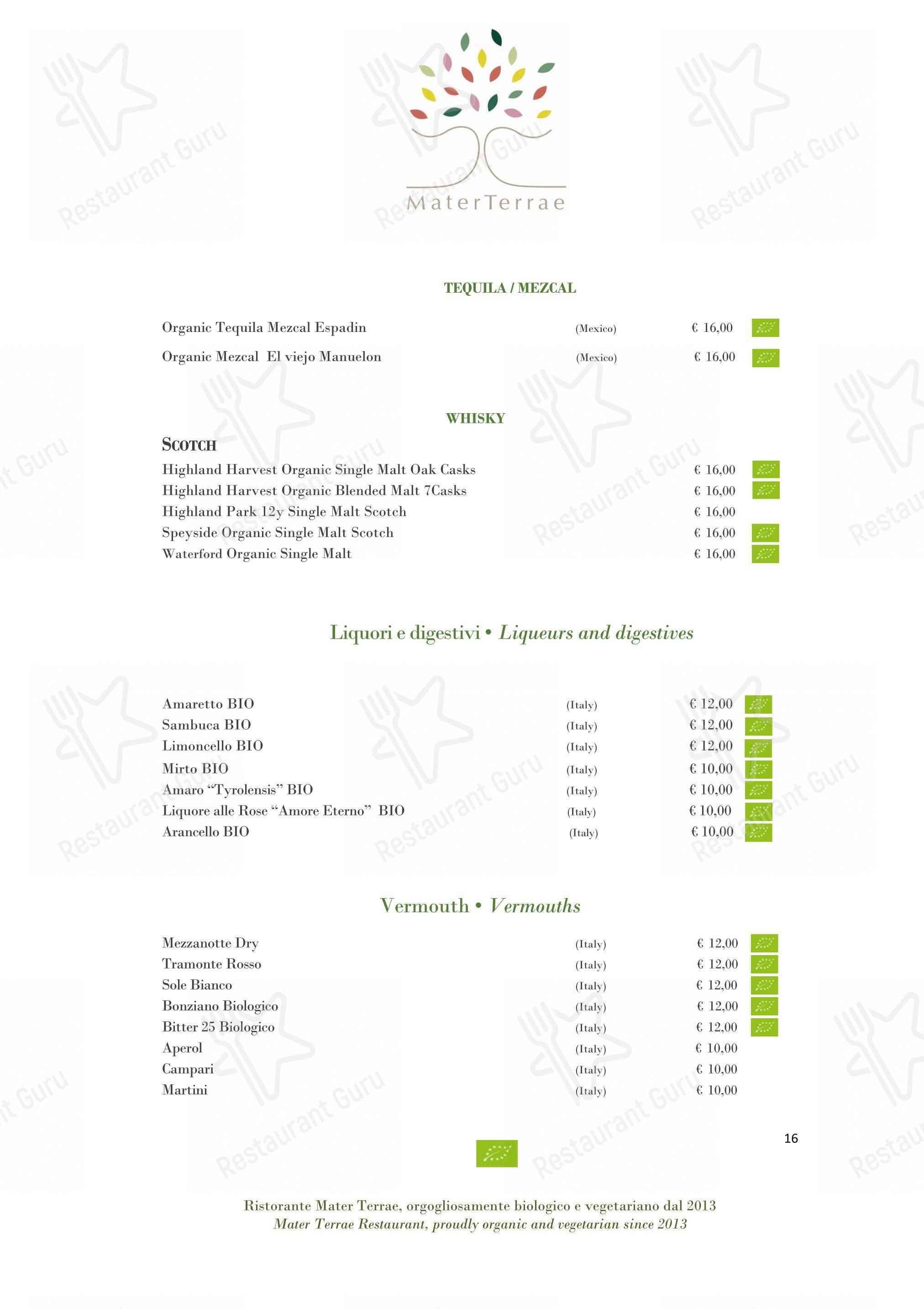 Takeaway Menu per Mater Terrae in Roma