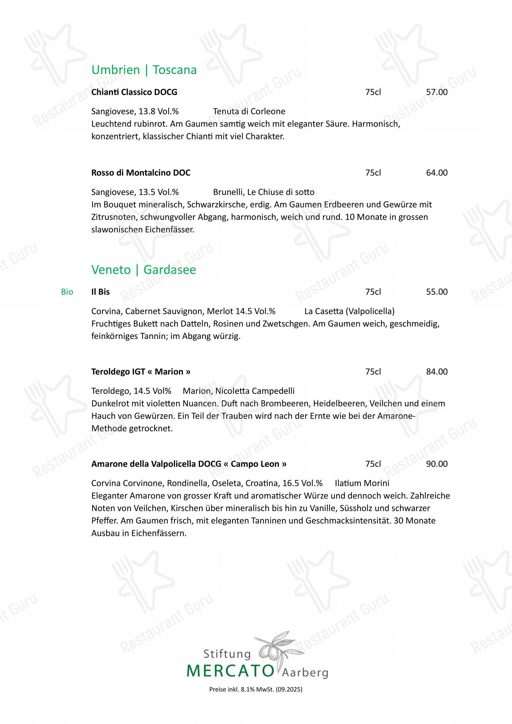 Mercato in Aarberg - Menu
