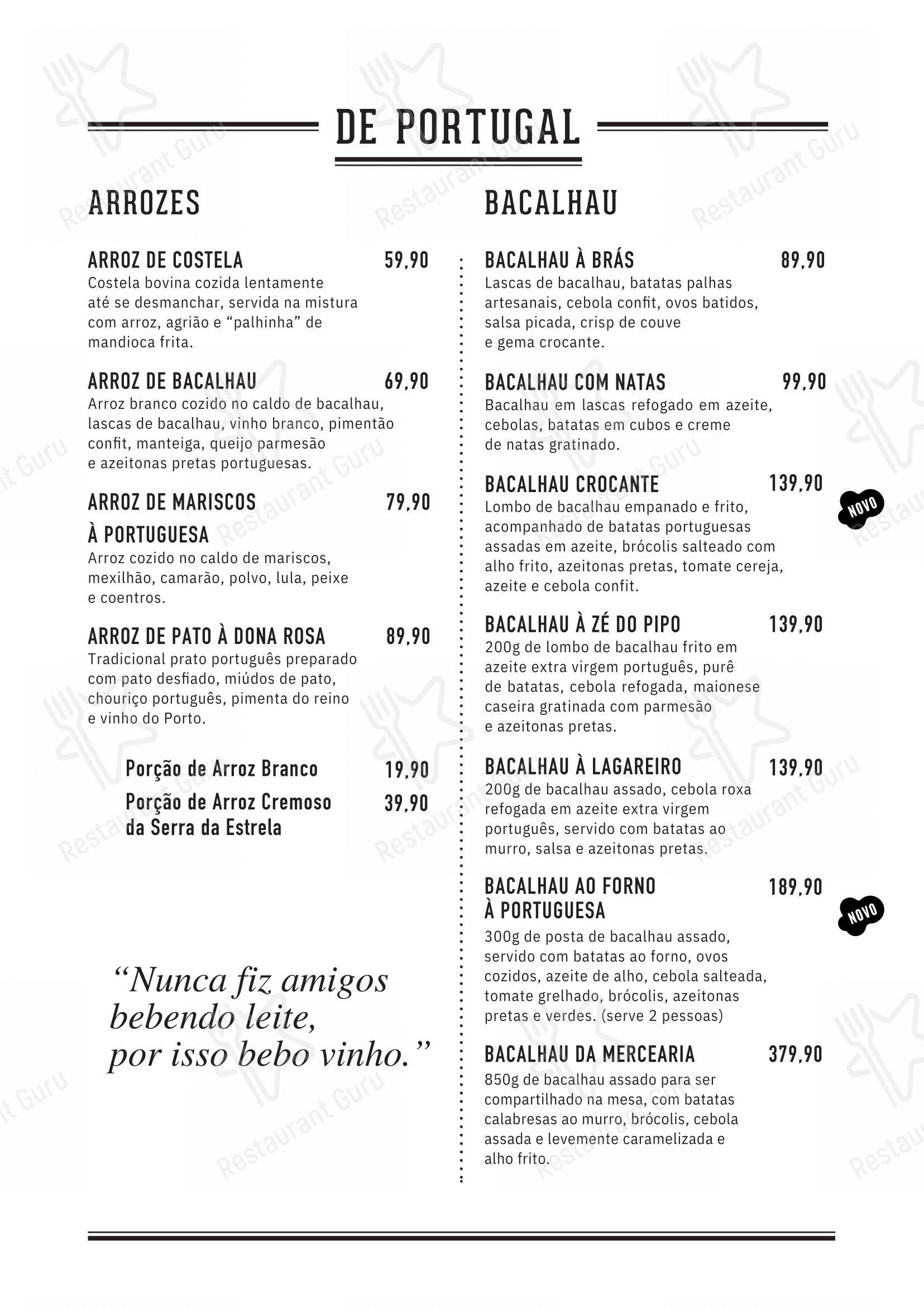 Mercearia da Praça em Rio de Janeiro - Menu