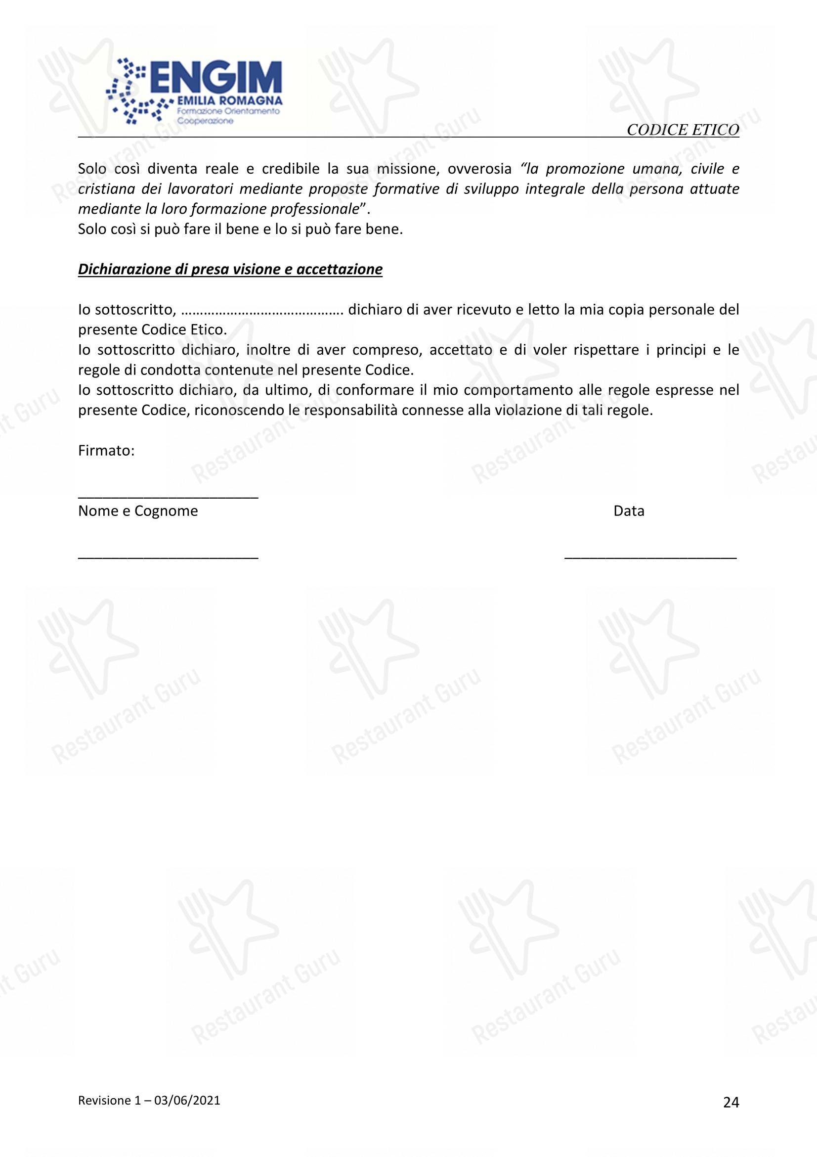 Menu per Officina Ubuntu Orto Botanico in Ravenna