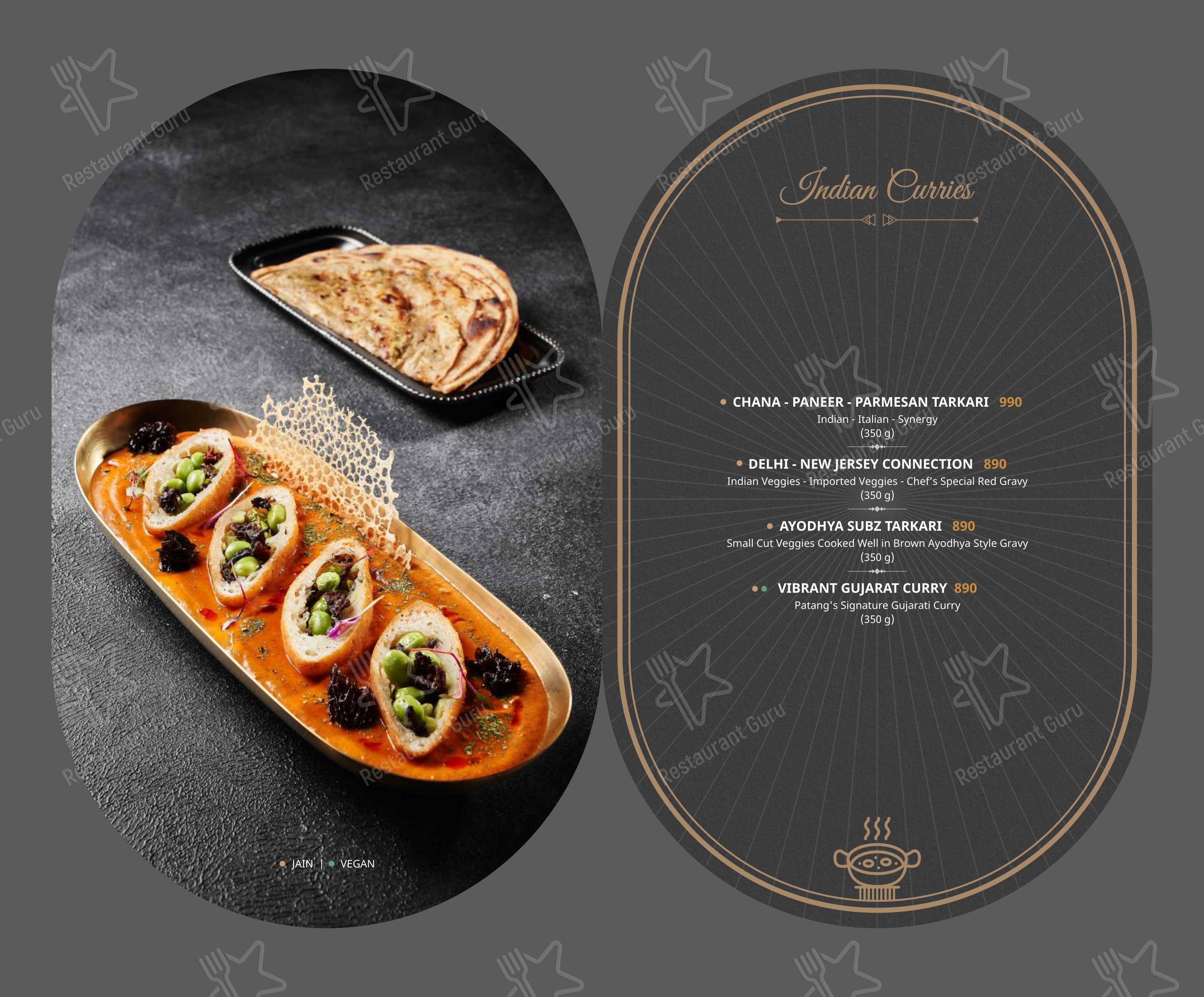 菜单 for the Patang Re-Evolve restaurant
